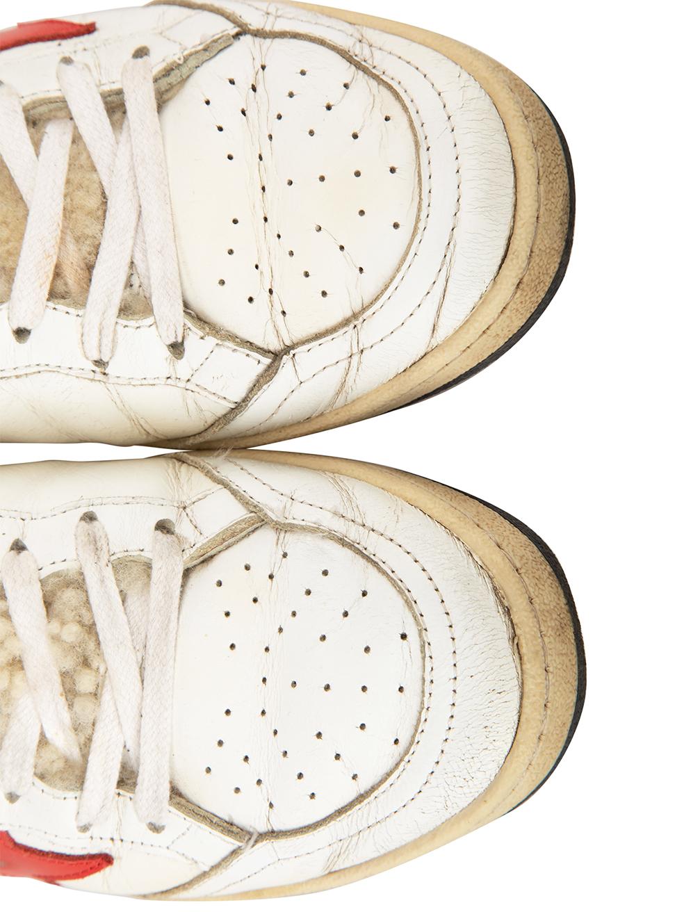 Golden Goose Women's White Leather Shearling Lined Distressed Effect Trainers 1