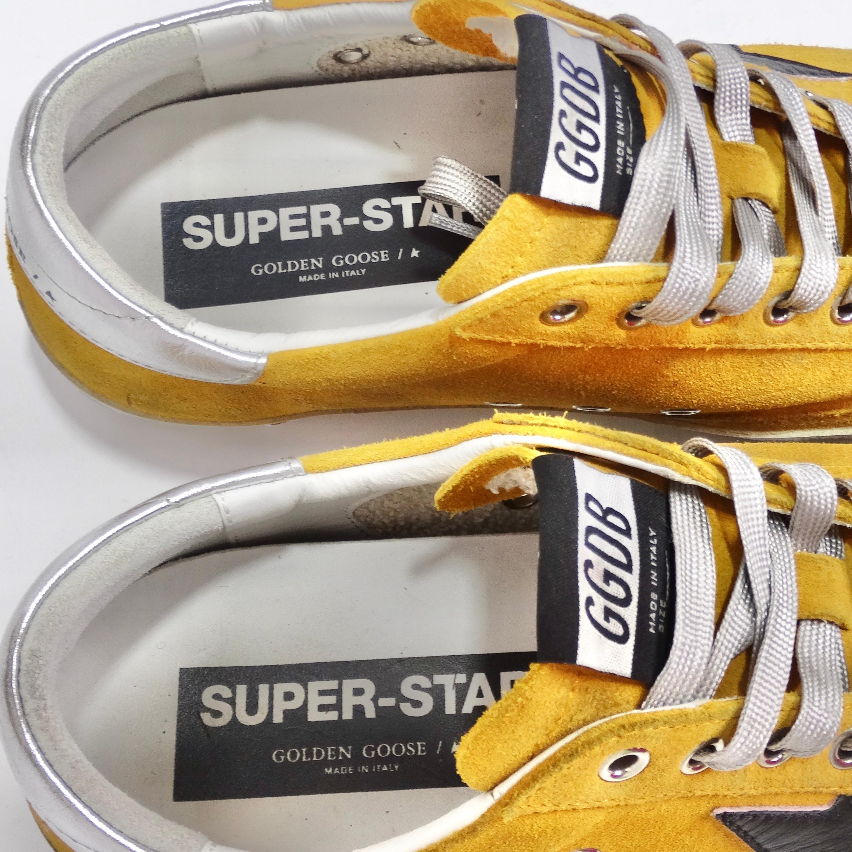 Beige Golden Goose Yellow Leather Superstar Sneakers For Sale