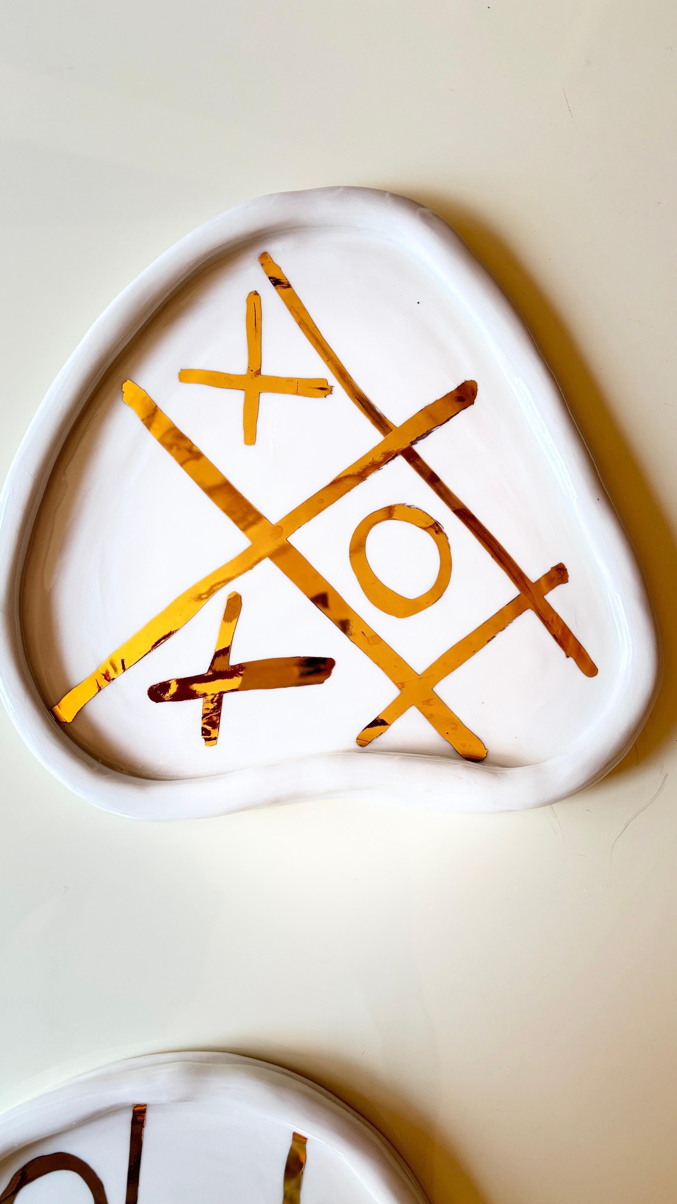 Post Modern Inspired White and Gold Unique Porcelain Plates by Hania Jneid For Sale 3