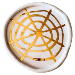 Post Modern Inspired White and Gold Unique Porcelain Plates by Hania Jneid