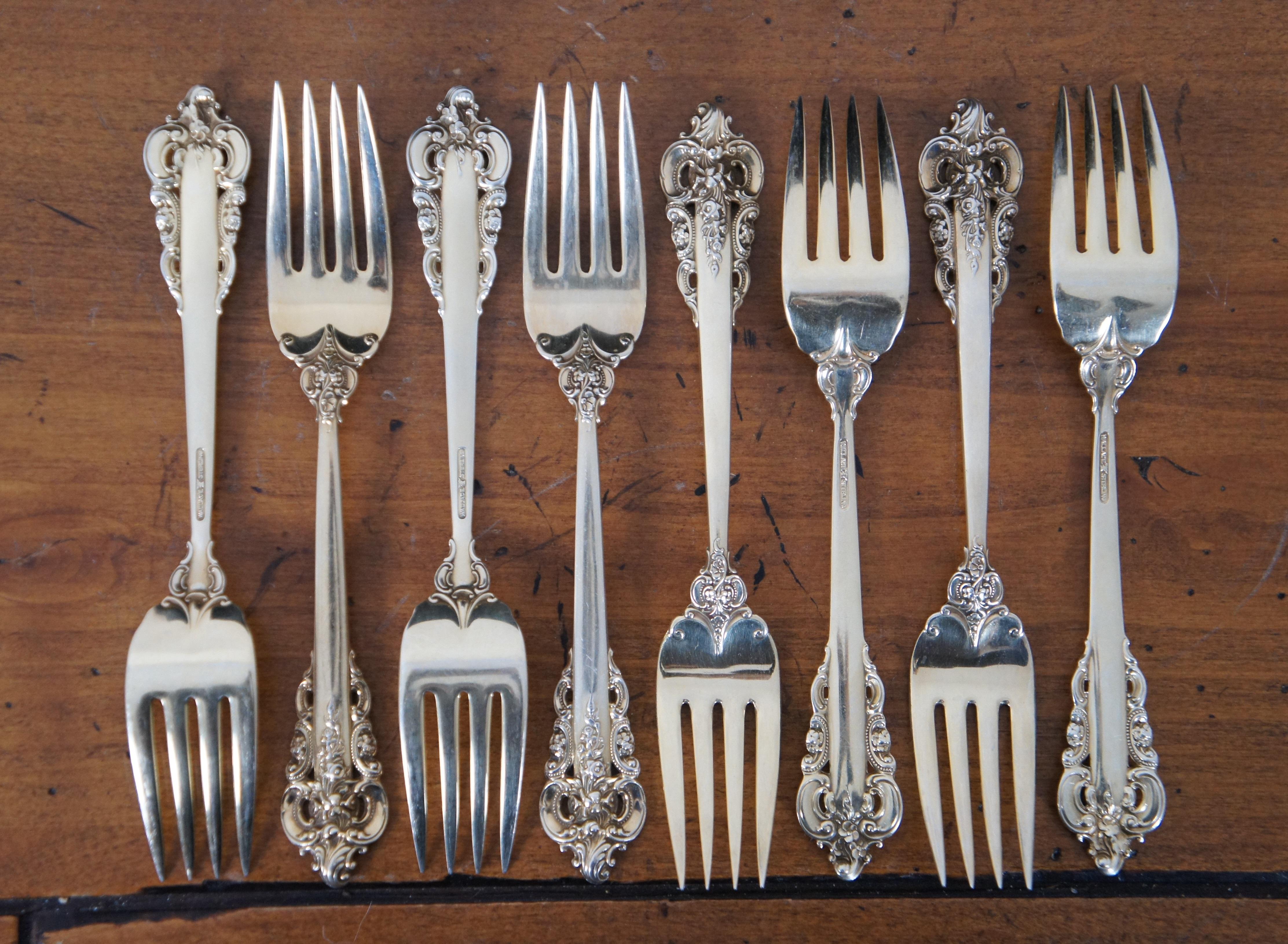Golden Grande Baroque by Wallace Sterling Silver Flatware Set 70 Pcs Service 8 For Sale 2