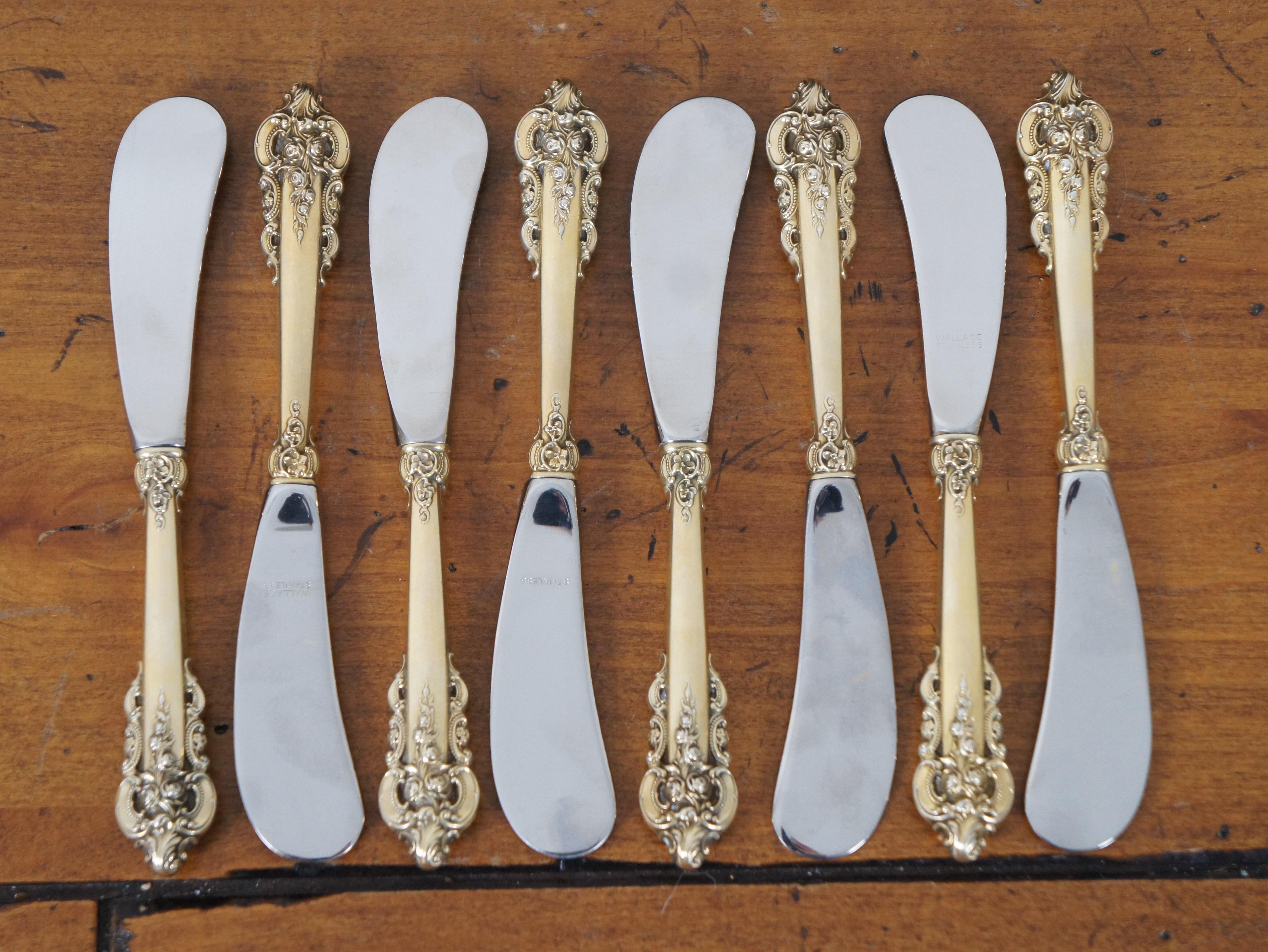 Golden Grande Baroque by Wallace Sterling Silver Flatware Set 70 Pcs Service 8 For Sale 4