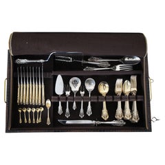 Golden Grande Baroque by Wallace Sterling Silver Flatware Set 70 Pcs Service 8