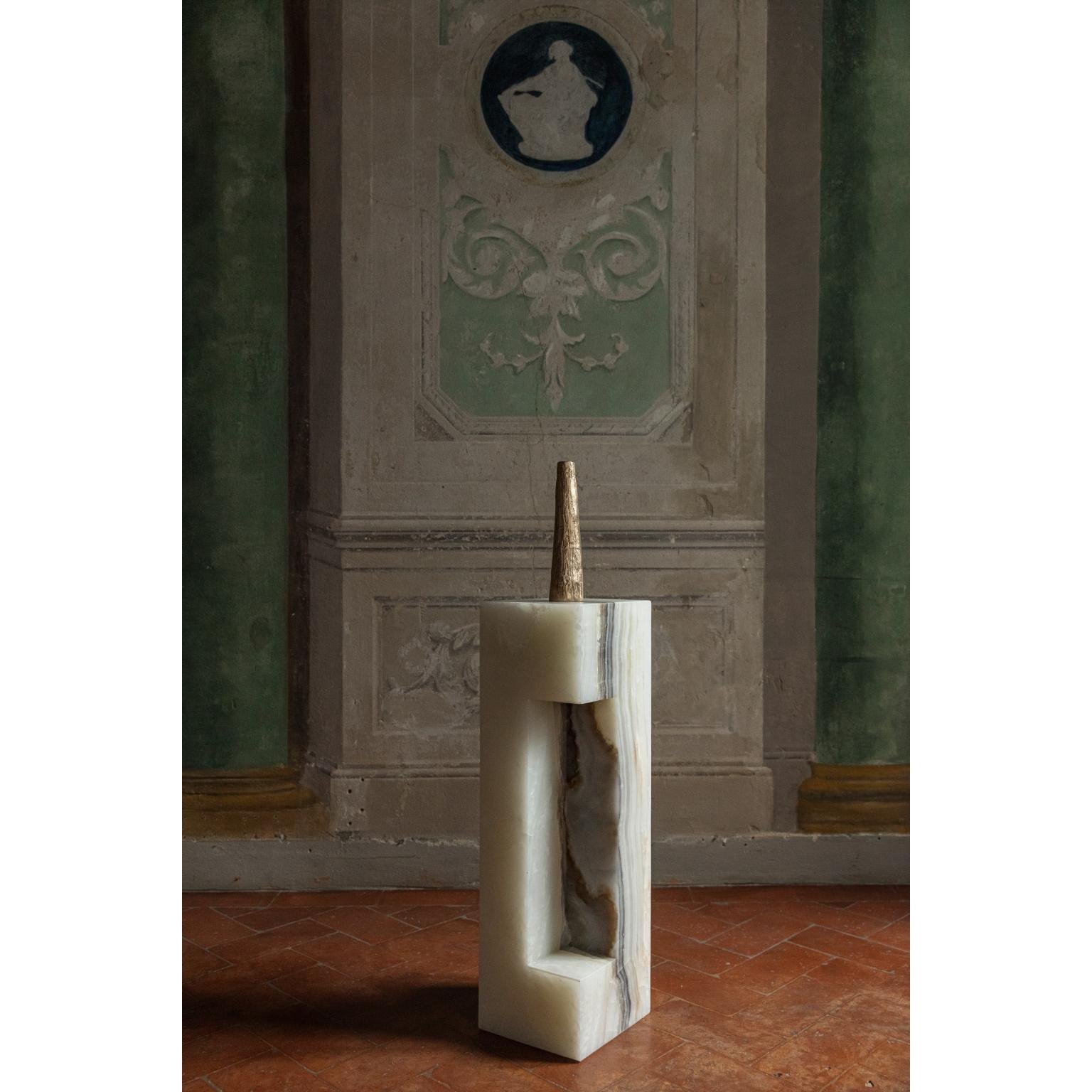 Post-Modern Golden Grande Candle Pillar by Rick Owens For Sale