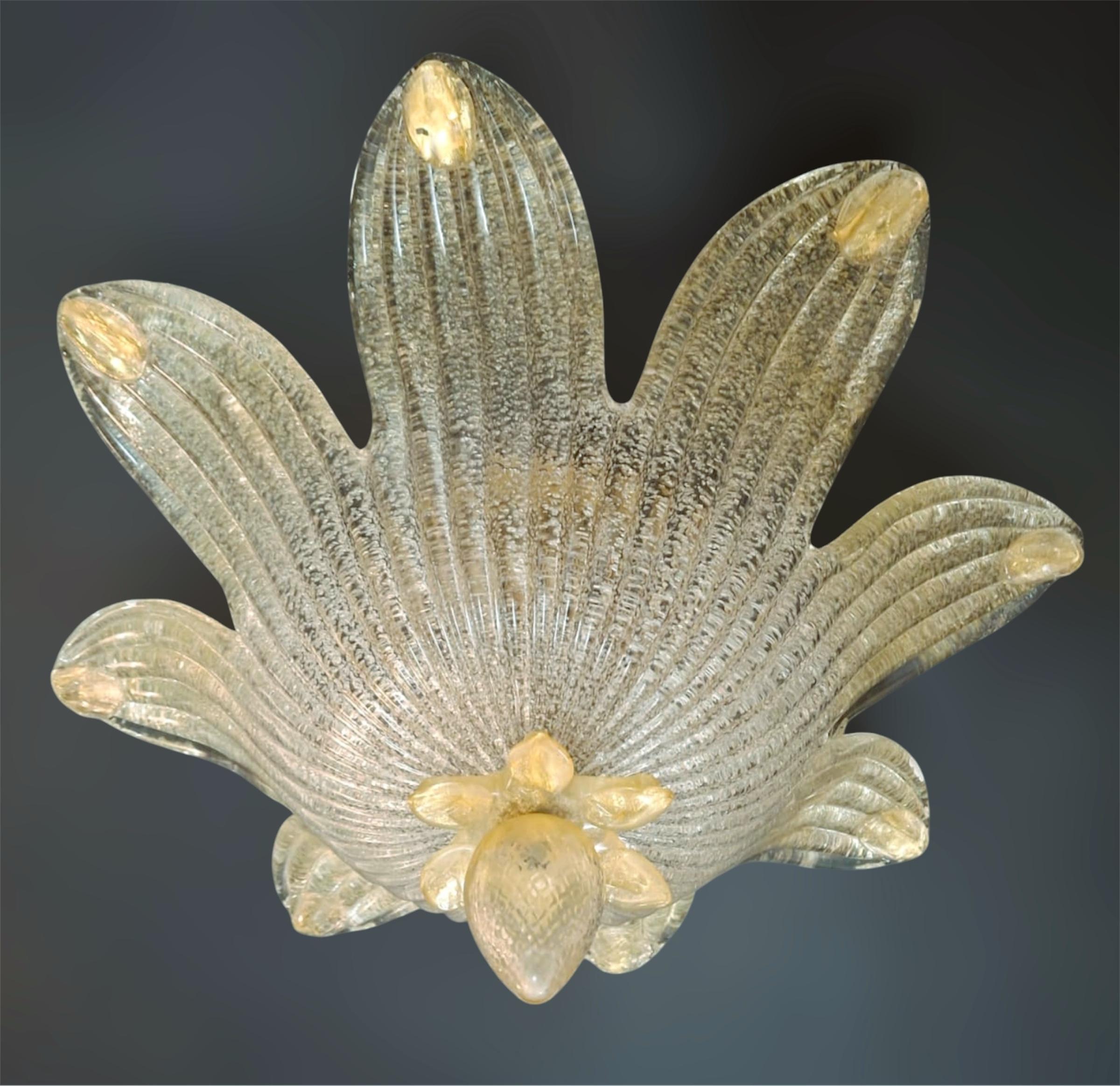 Mid-Century Modern Golden Graniglia Flush Mount For Sale