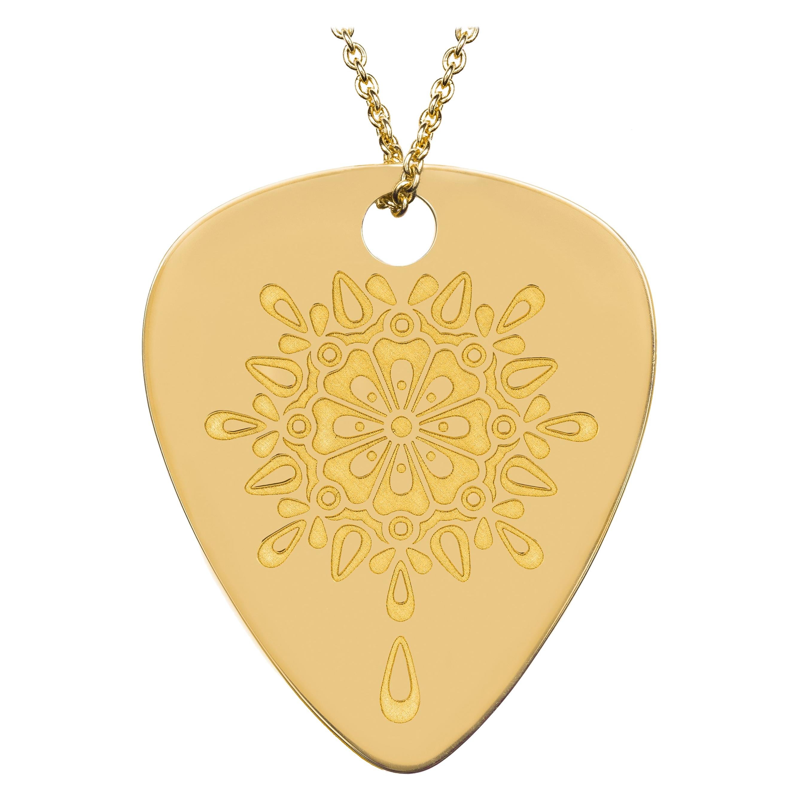 Golden "Gratitude" Mandalic, 18 Karat Yellow Gold Necklace For Sale