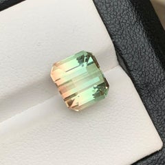Golden & Green Bicolor Natural Tourmaline Ring Loose Gemstone 5.65Ct Octagon Cut