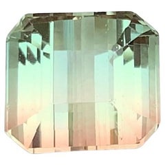 Golden & Green Bicolor Natural Tourmaline Ring Loose Gemstone 5.65Ct Octagon Cut