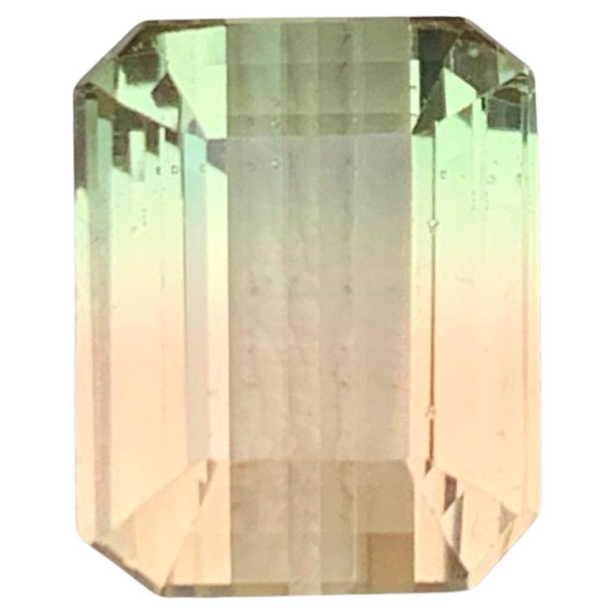 Golden & Green Bicolor Natural Tourmaline Ring Loose Gemstone 6.85Ct Emerald Cut