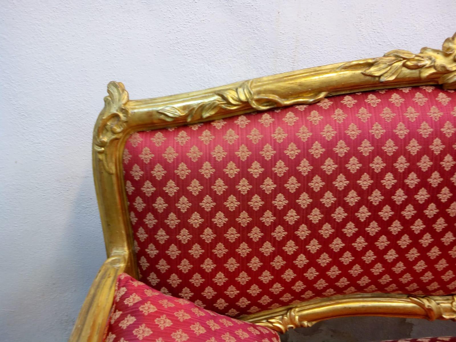 19th Century Golden Hand Carved Sofa from the Louis Phillipe Period '1830-1848' For Sale 3