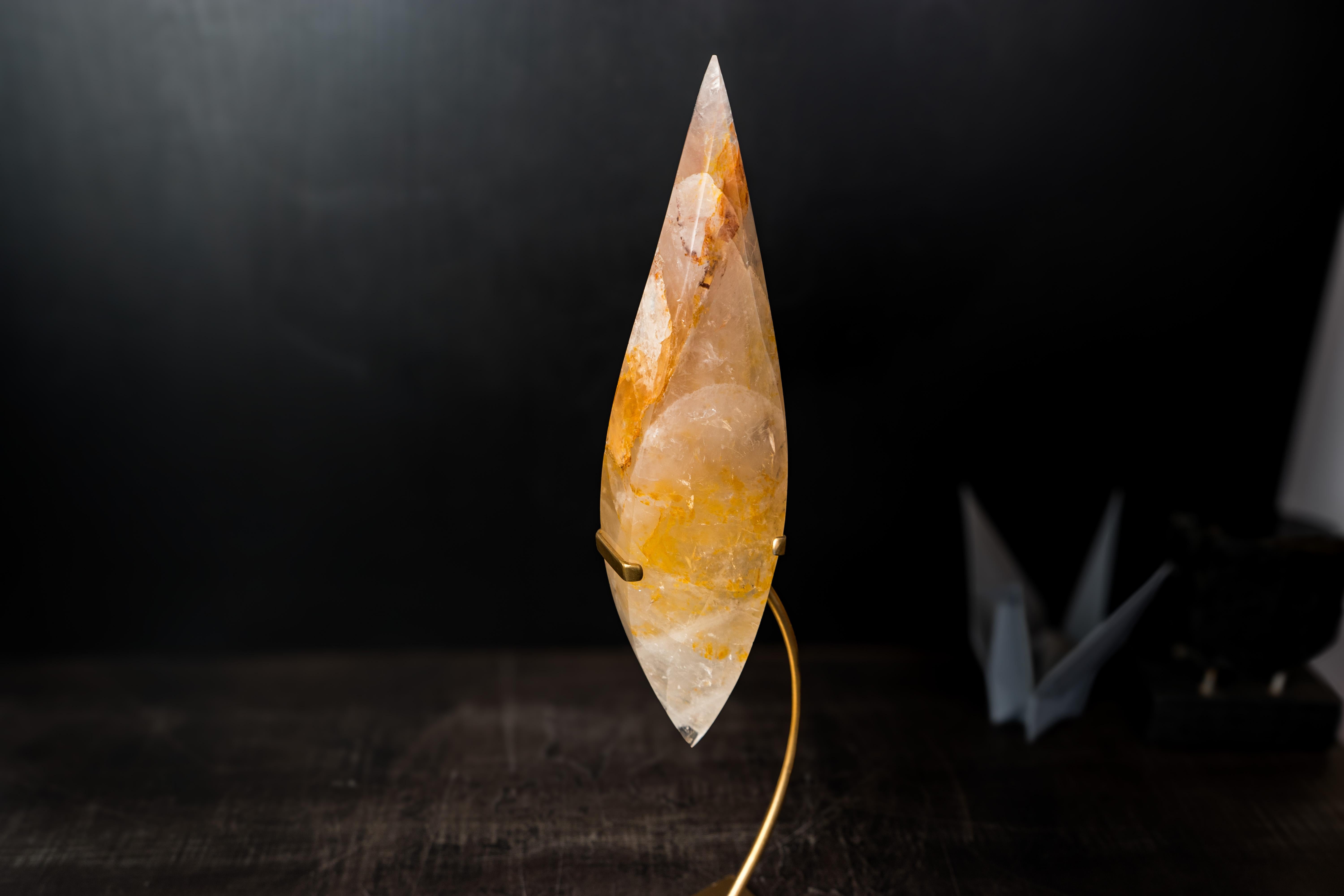 Golden Healer Quartz Flame Sculpture For Sale 1