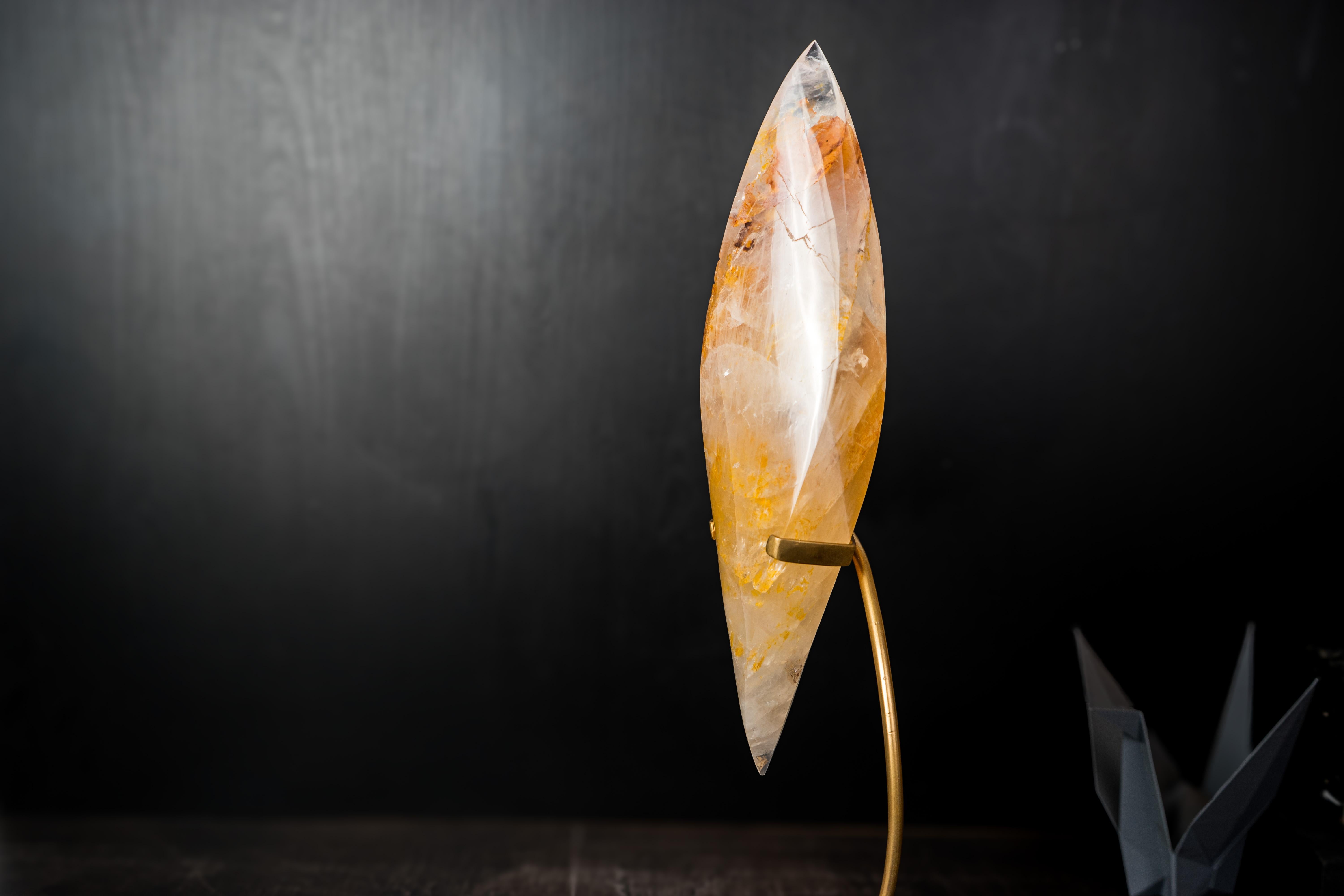 Golden Healer Quartz Flame Sculpture For Sale 2