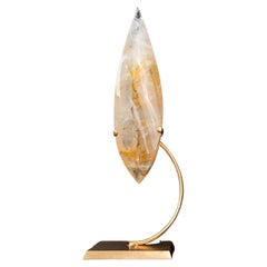 Golden Healer Quartz Flame Sculpture