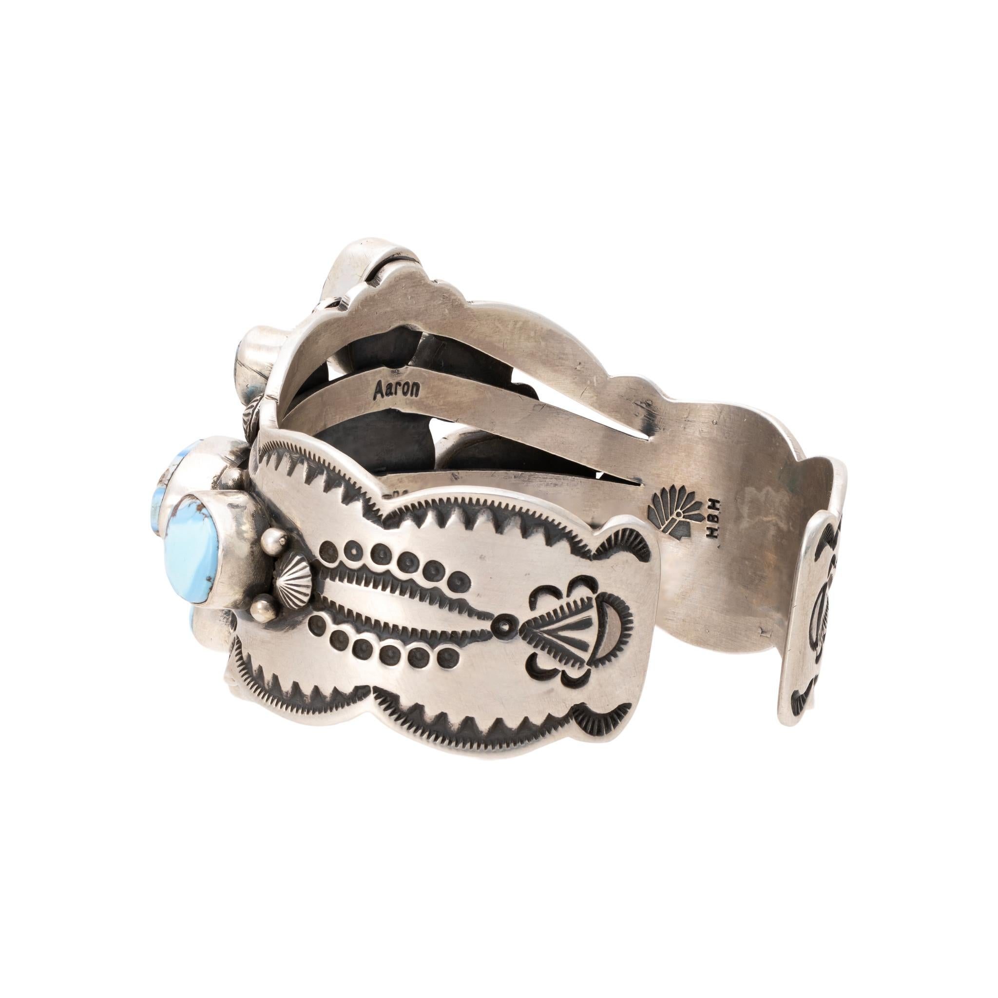 Mixed Cut Golden Hill Turquoise Cuff Bracelet For Sale