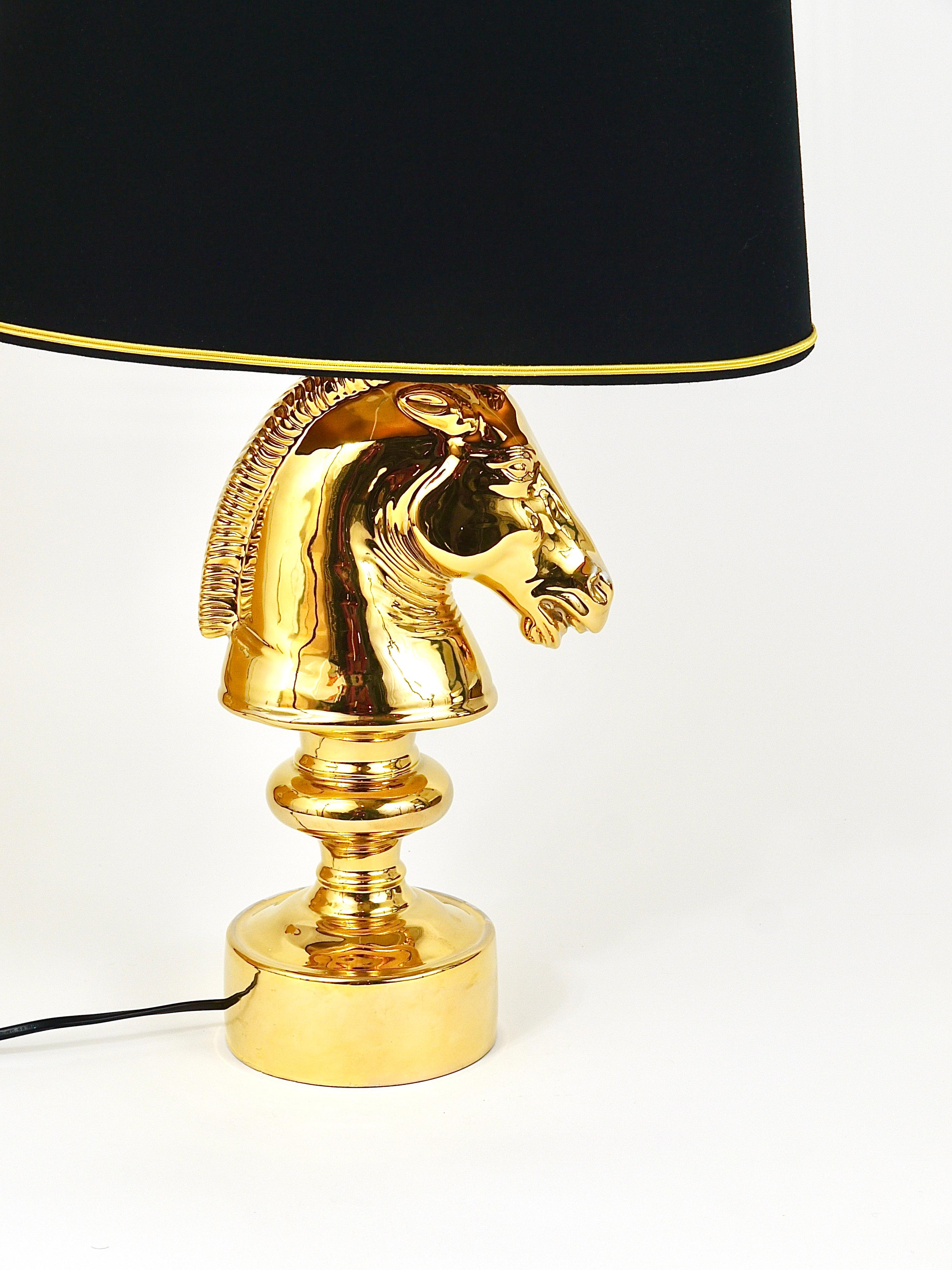 Golden Hollywood Regency Horse Sculpture Table or Side Lamp, Italy, 1970s For Sale 5