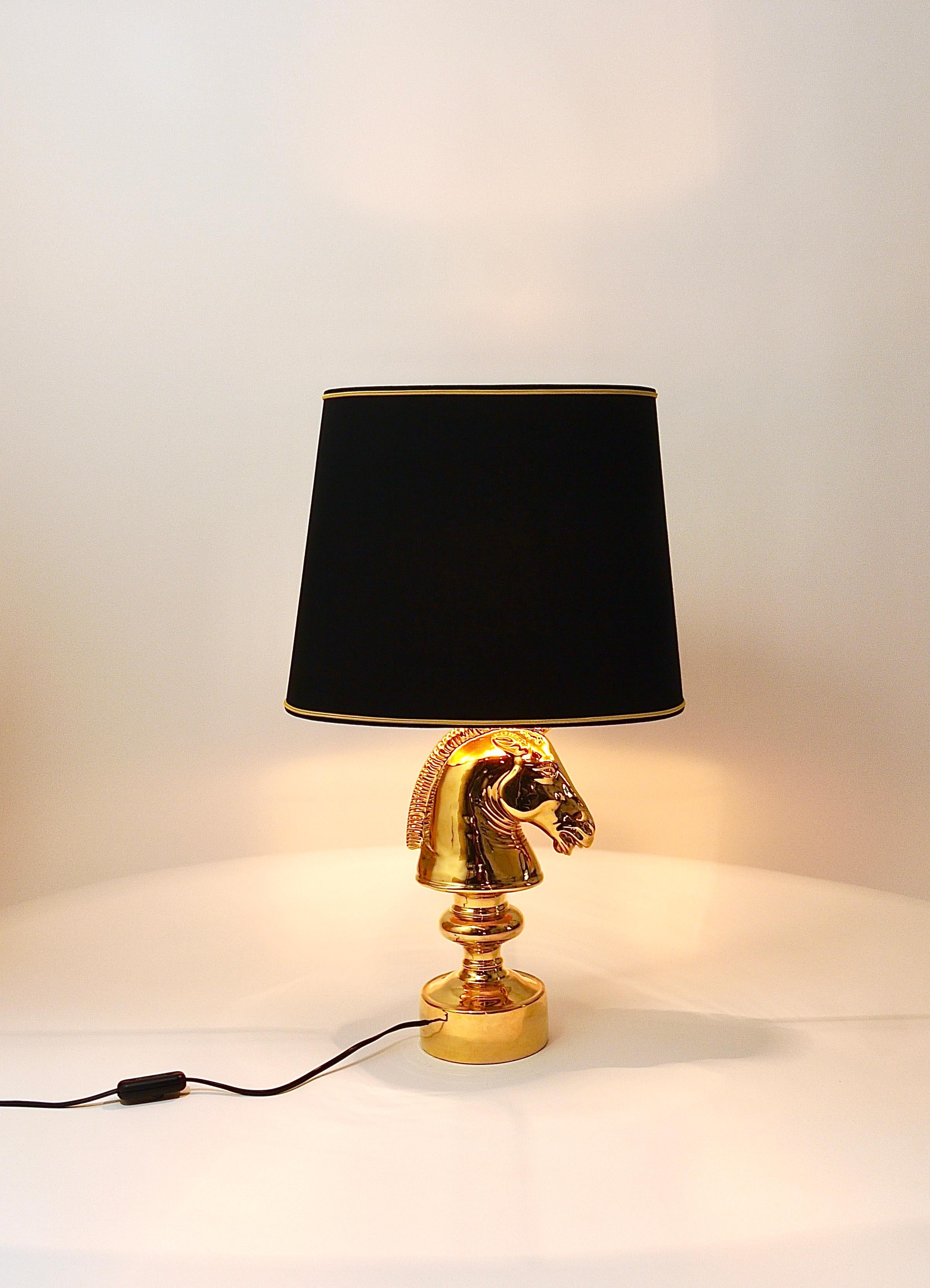 Golden Hollywood Regency Horse Sculpture Table or Side Lamp, Italy, 1970s For Sale 8