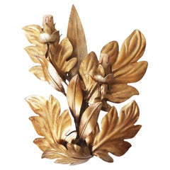Golden Hollywood Regency Palm Leaf Wall Lamp