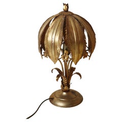 Golden Hollywood Regency Palm Tree Table Lamp  by Hans Kögl, 1970s