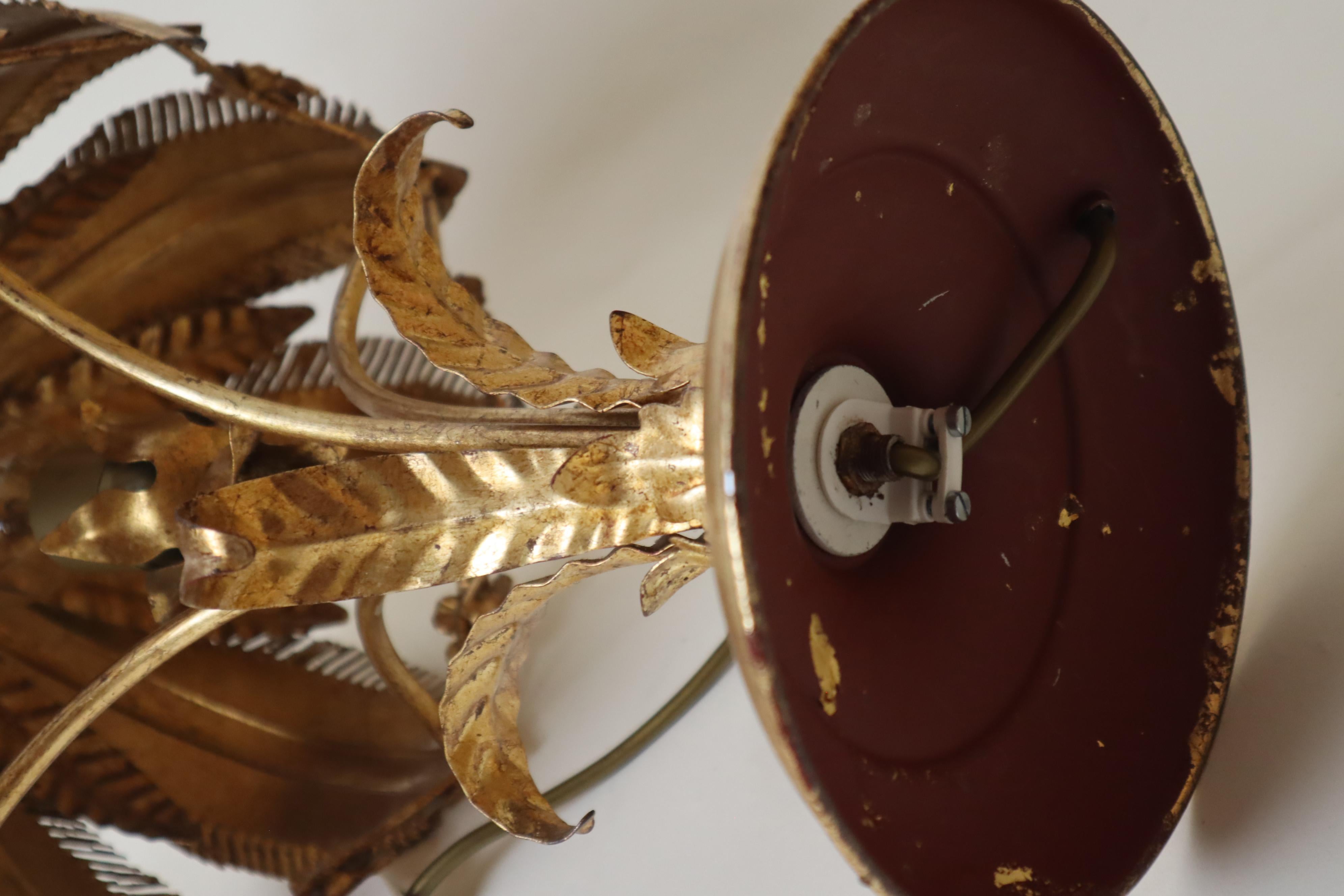 Hand-Crafted Golden Hollywood Regency Palm Tree Table Lamp  by Hans Kögl, 1970s For Sale