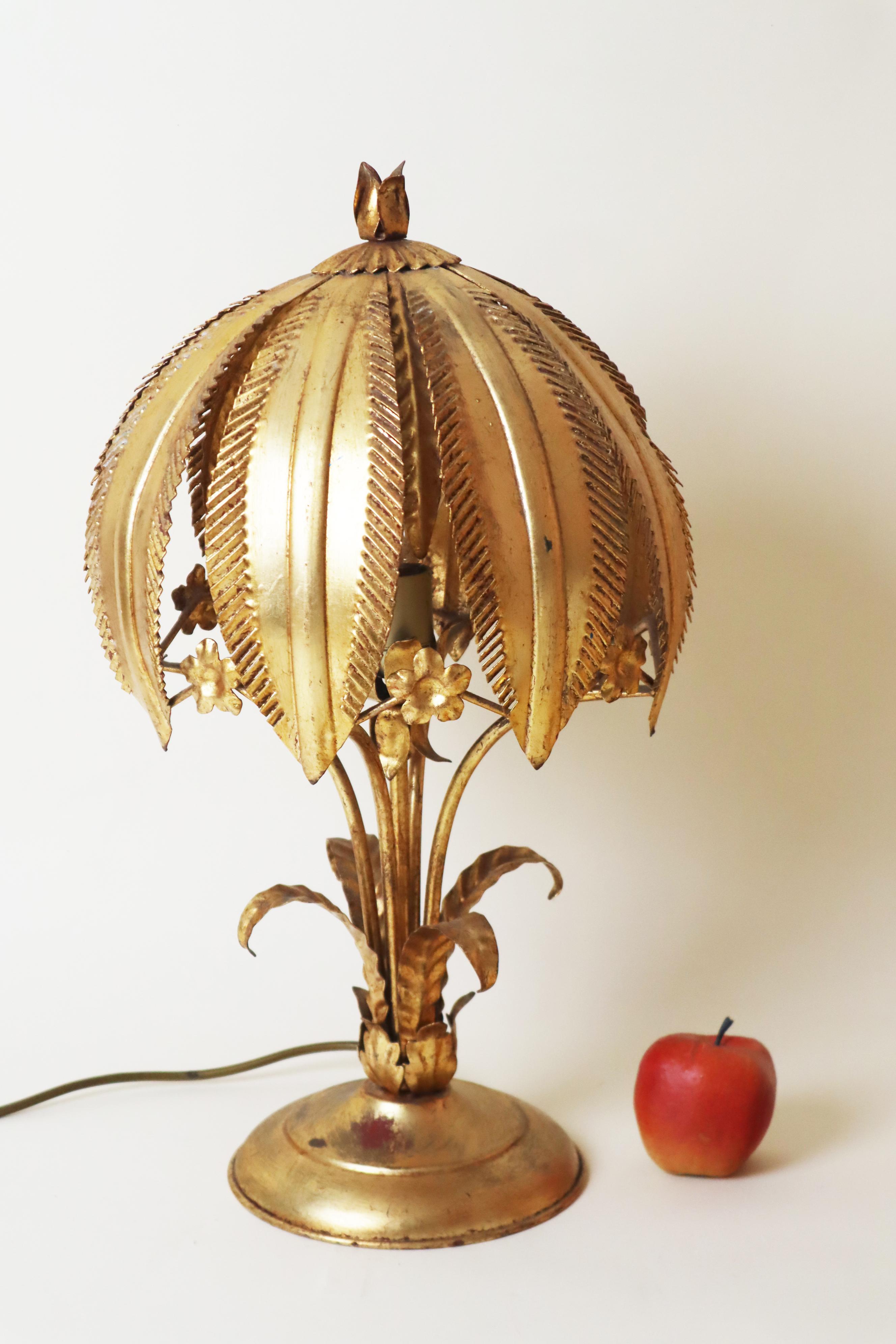 Golden Hollywood Regency Palm Tree Table Lamp  by Hans Kögl, 1970s For Sale 1