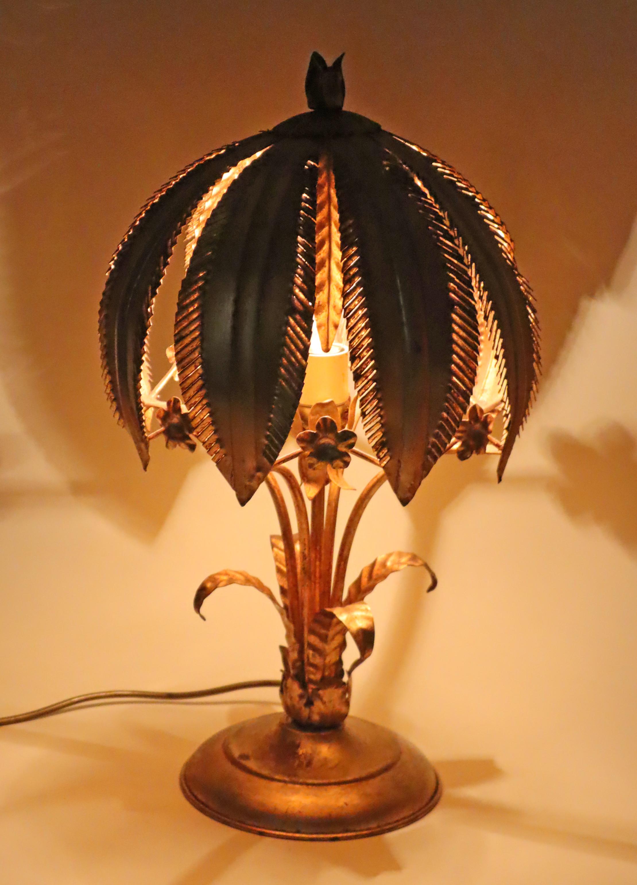 Golden Hollywood Regency Palm Tree Table Lamp  by Hans Kögl, 1970s For Sale 2