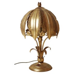 Golden Hollywood Regency Palm Tree Table Lamp  by Hans Kögl, 1970s