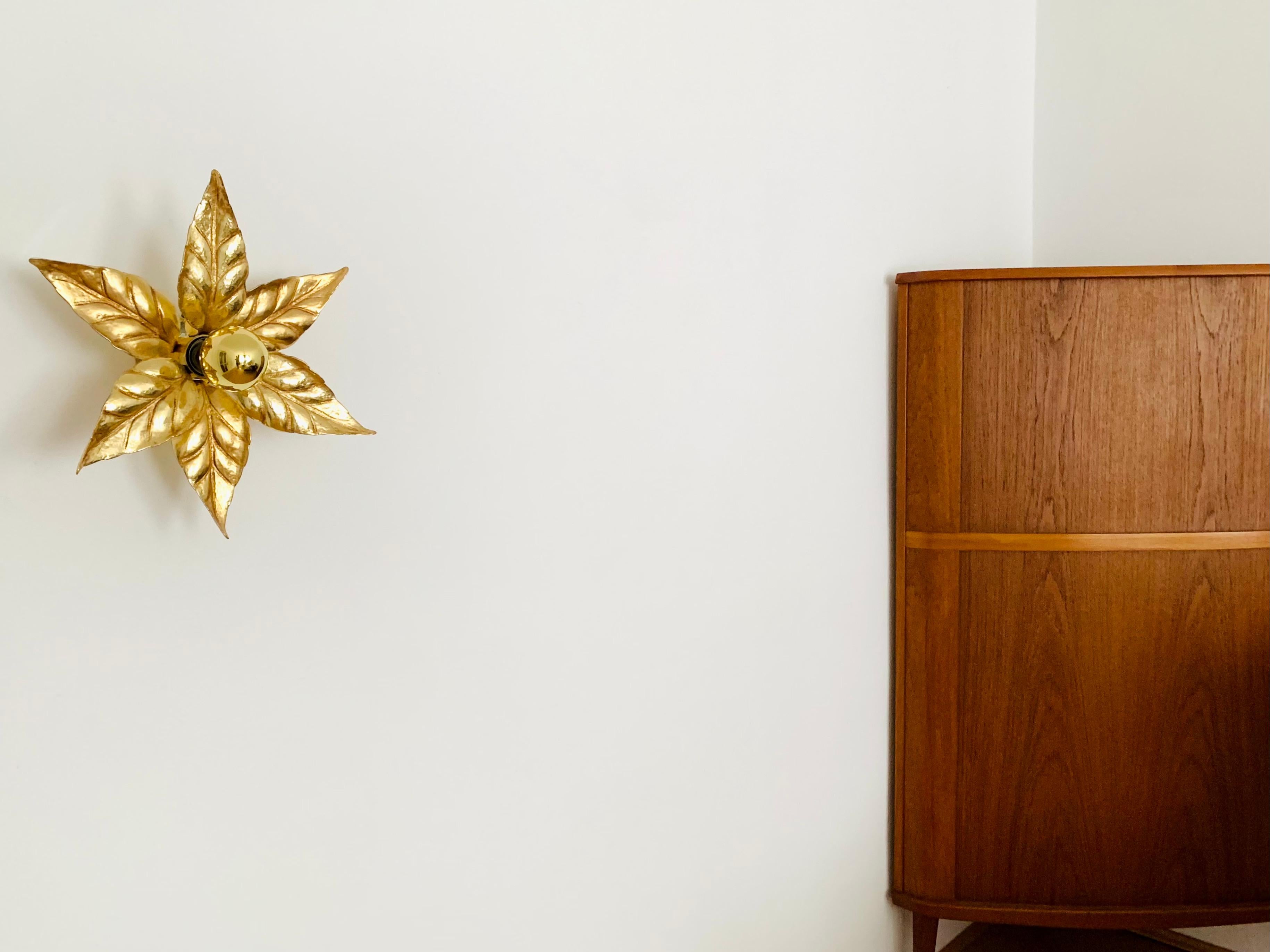 Mid-20th Century Golden Hollywood Regency Wall Lamp by Willy Daro for Massive