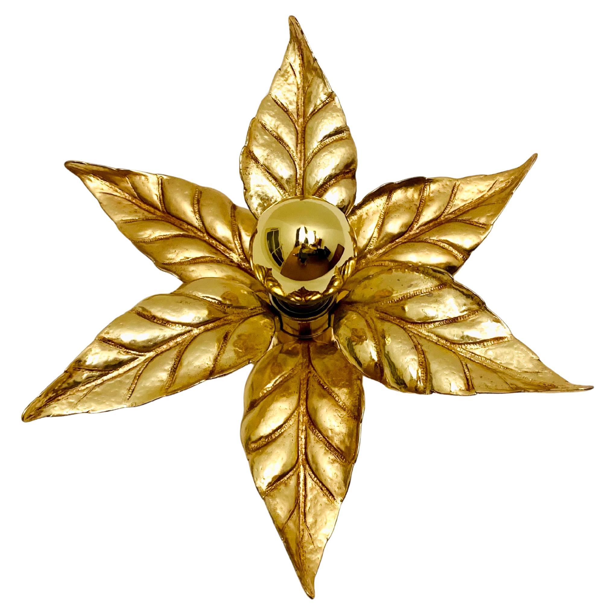 Golden Hollywood Regency Wall Lamp by Willy Daro for Massive