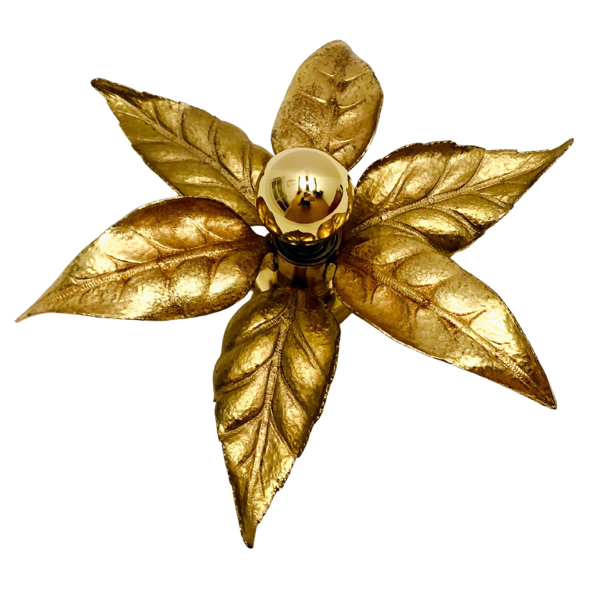 Golden Hollywood Regency Wall Lamp by Willy Daro for Massive For Sale