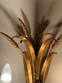 Golden Hollywood Regency Wall Lamp Pair With Wheat Ears by Hans Kögl