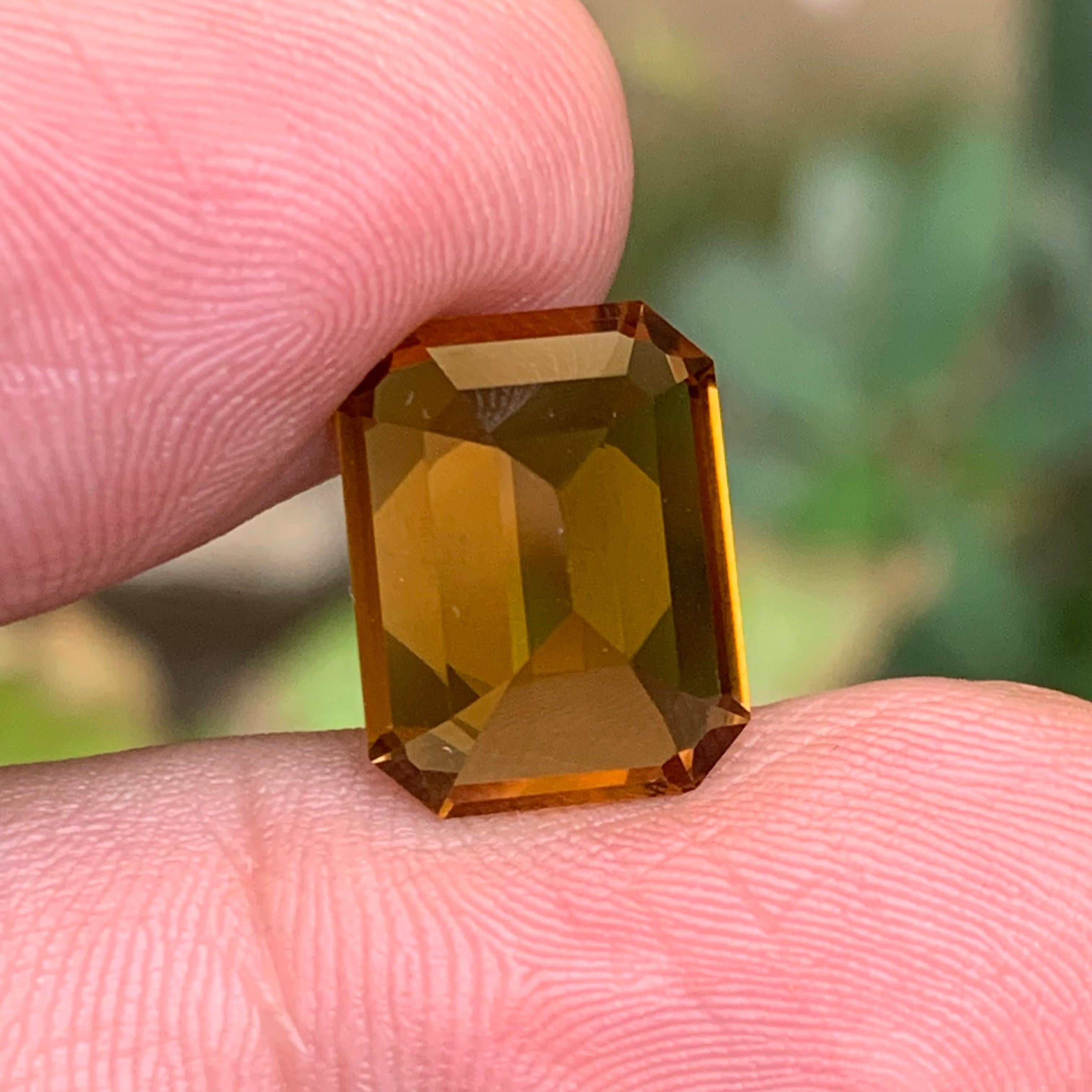 Golden Honey Orange Citrine 8.15 Ct Emerald Cut Natural Loose Gemstone for Ring en vente 5