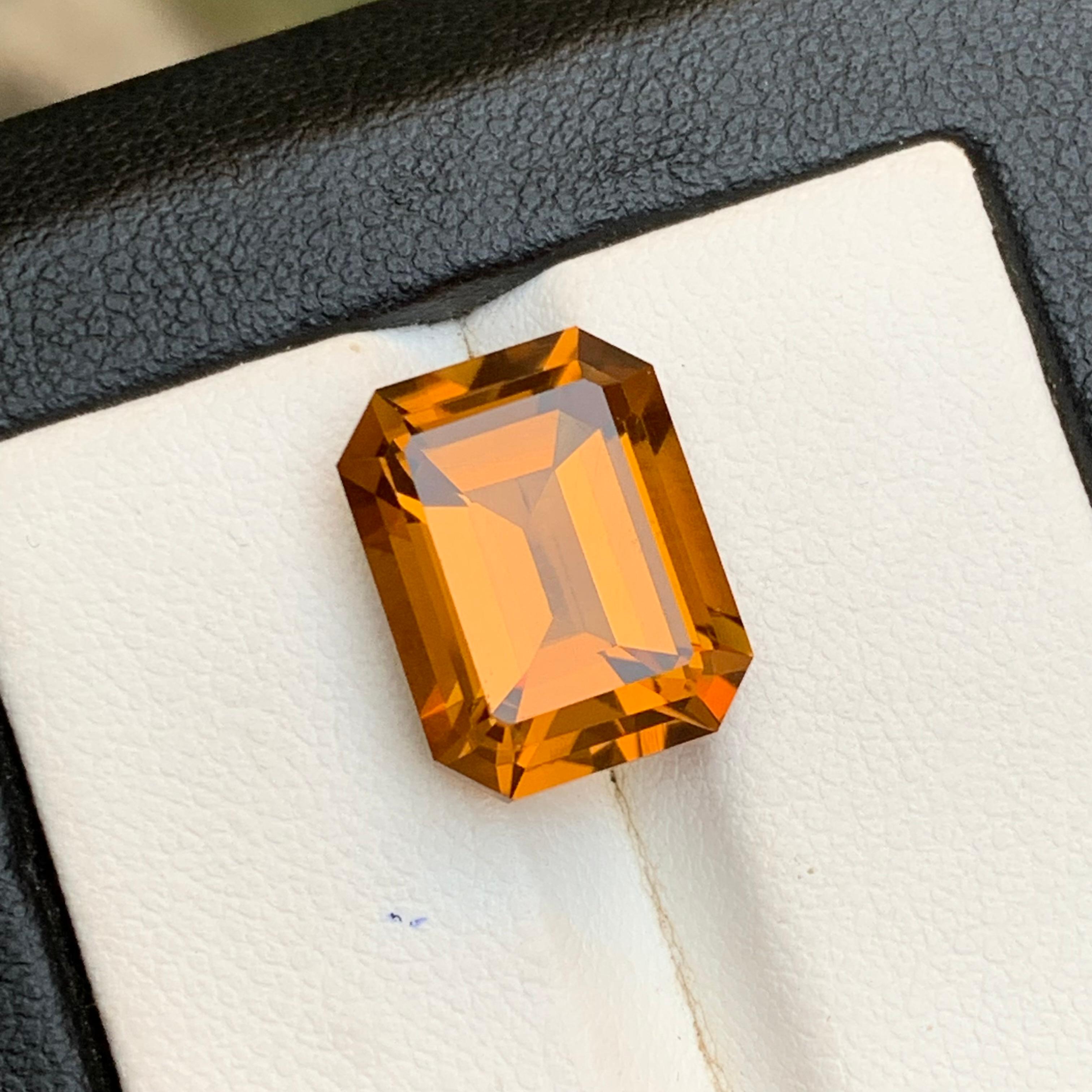 Golden Honey Orange Citrine 8.15 Ct Emerald Cut Natural Loose Gemstone for Ring en vente 6