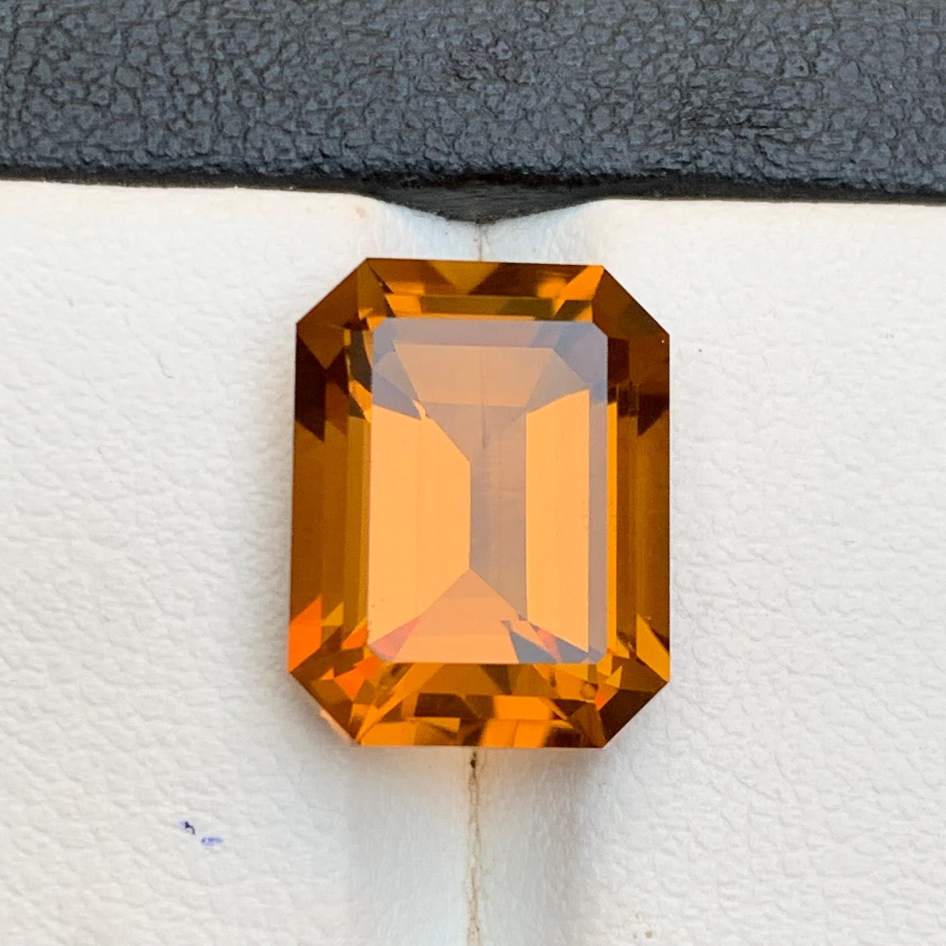 Golden Honey Orange Citrine 8.15 Ct Emerald Cut Natural Loose Gemstone for Ring en vente 7