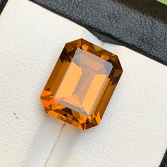 Citrino arancione miele dorato 8,15 carati taglio smeraldo Gemma naturale sfusa per anello