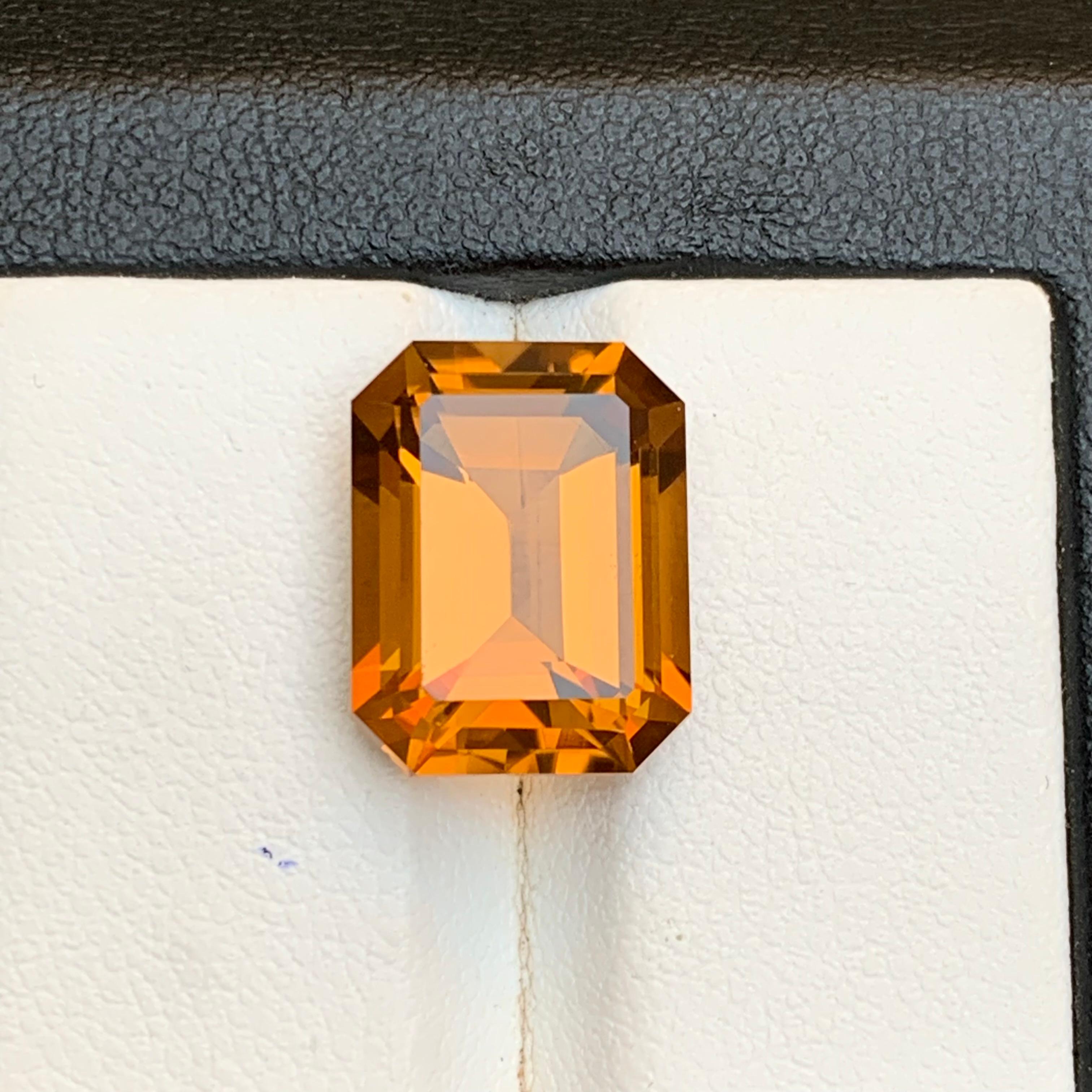 Taille émeraude Golden Honey Orange Citrine 8.15 Ct Emerald Cut Natural Loose Gemstone for Ring en vente