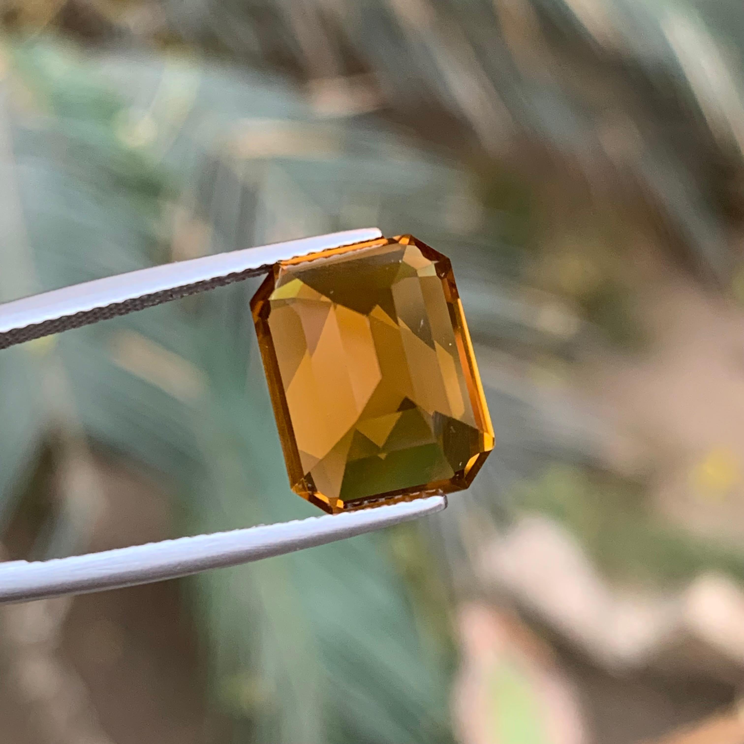 Golden Honey Orange Citrine 8.15 Ct Emerald Cut Natural Loose Gemstone for Ring Unisexe en vente