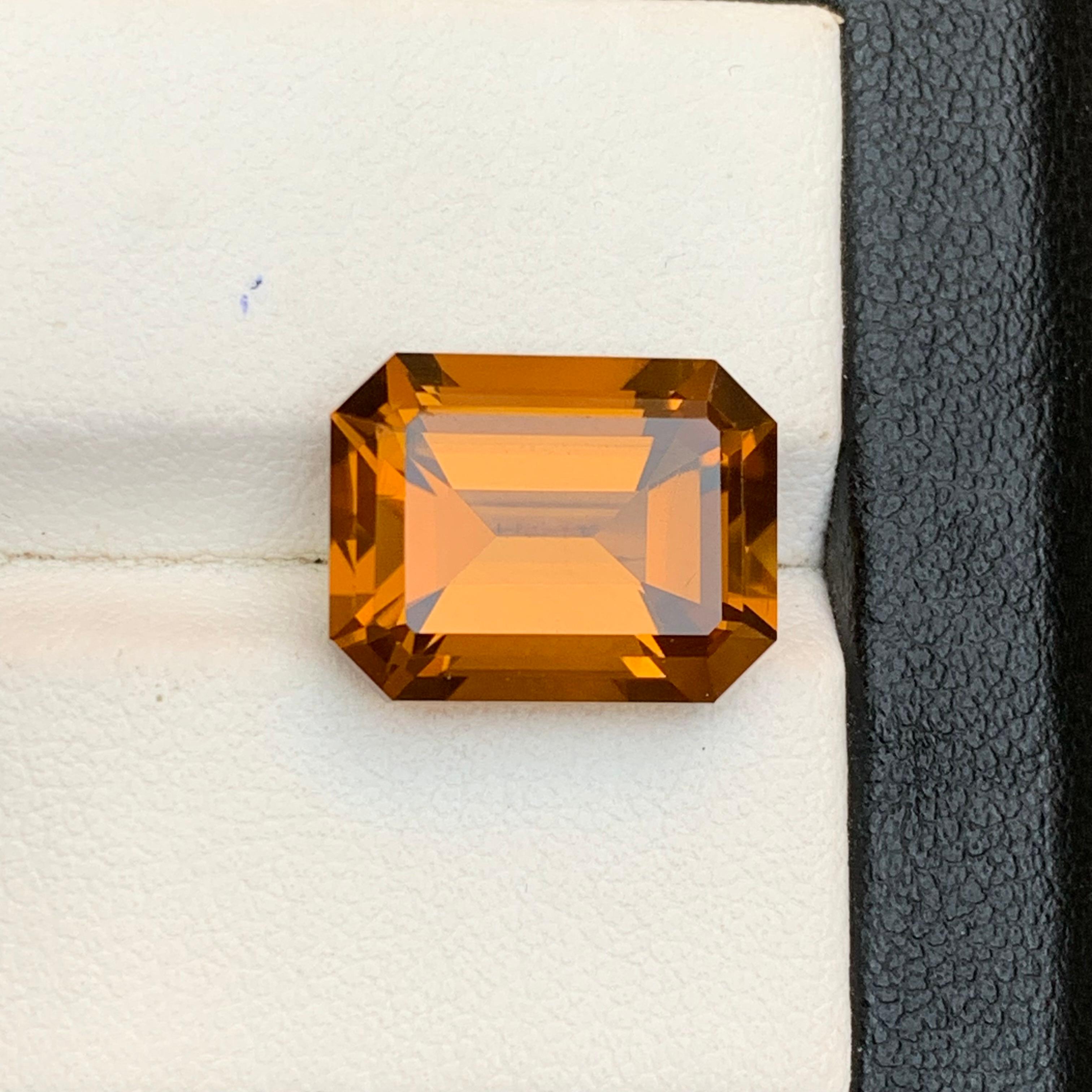Golden Honey Orange Citrine 8.15 Ct Emerald Cut Natural Loose Gemstone for Ring en vente 1