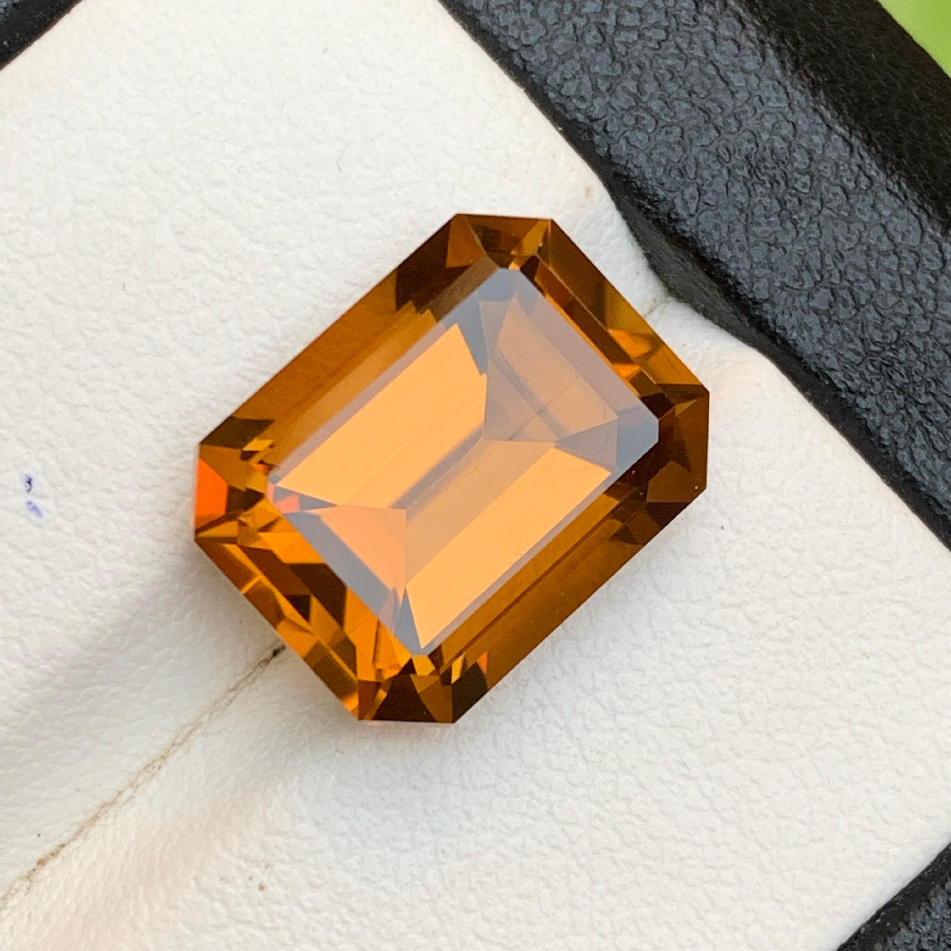 Golden Honey Orange Citrine 8.15 Ct Emerald Cut Natural Loose Gemstone for Ring en vente 2