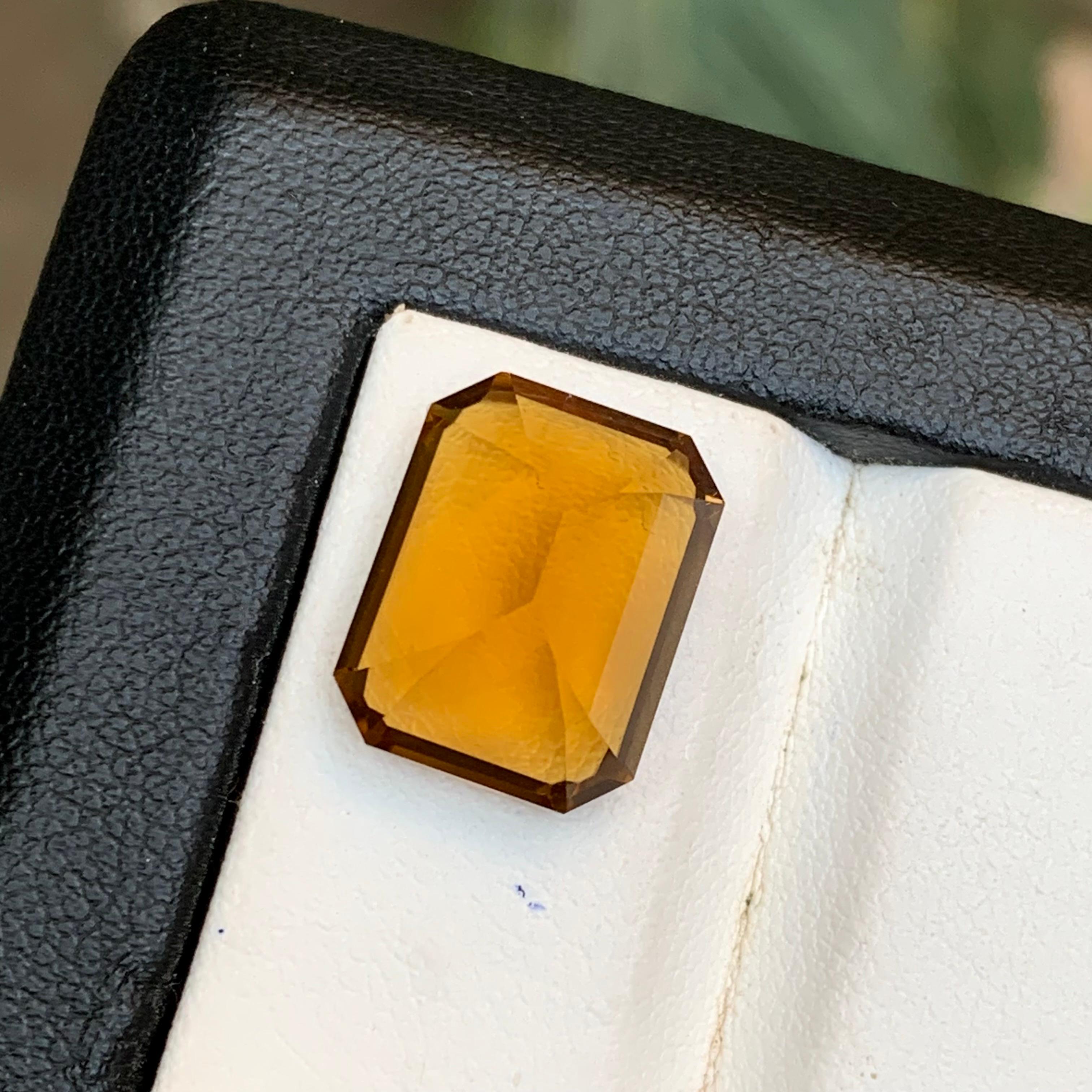 Golden Honey Orange Citrine 8.15 Ct Emerald Cut Natural Loose Gemstone for Ring en vente 3