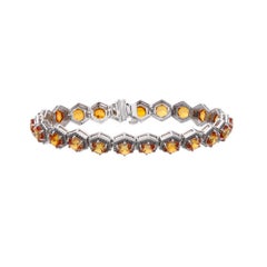Golden Honeycomb Hexagon Tennis Bracelet 10kt, Aquamarine & Yellow Sapphires