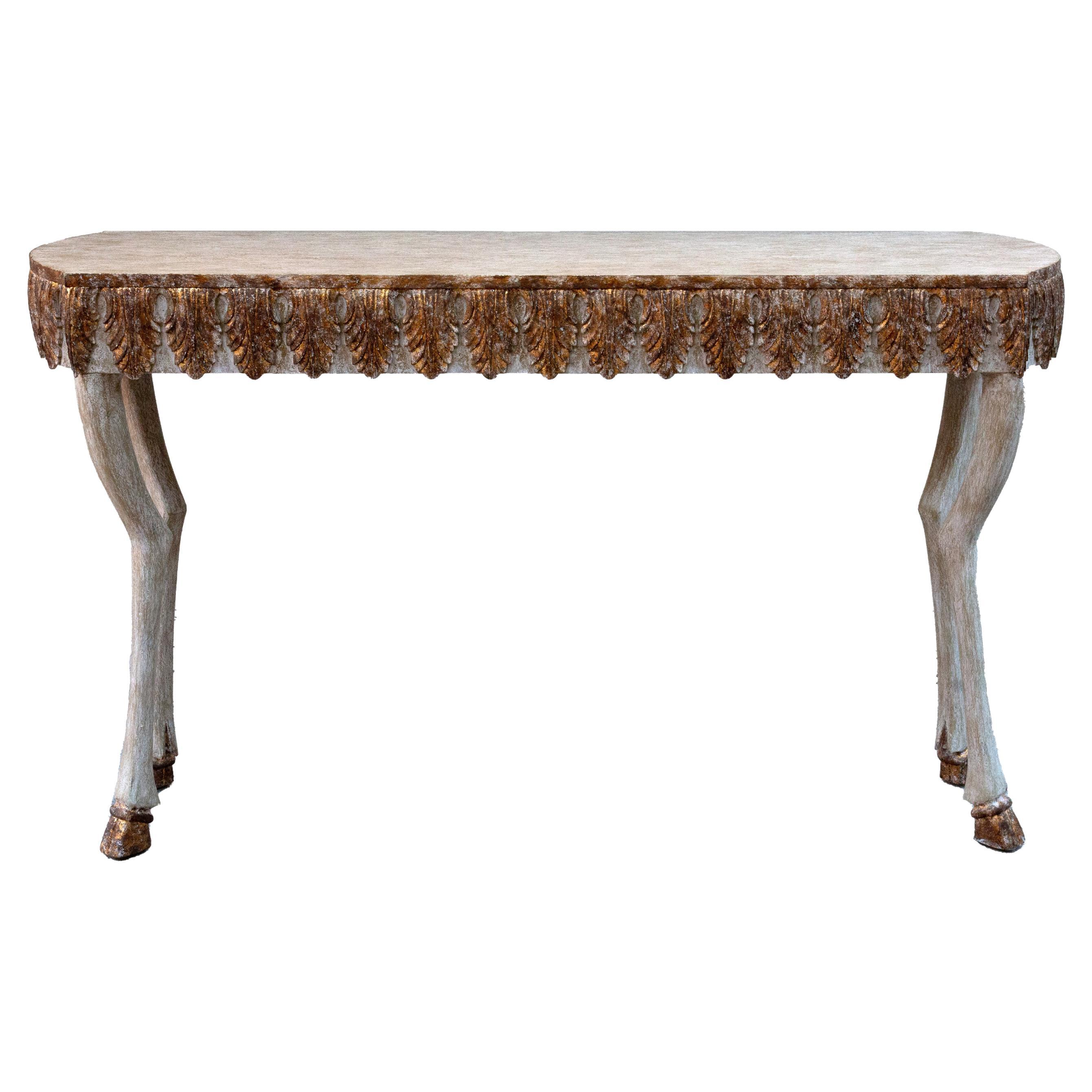 Golden Hoofs: A Whimsical Touch of Elegance "Hoofy" Console Table For Sale