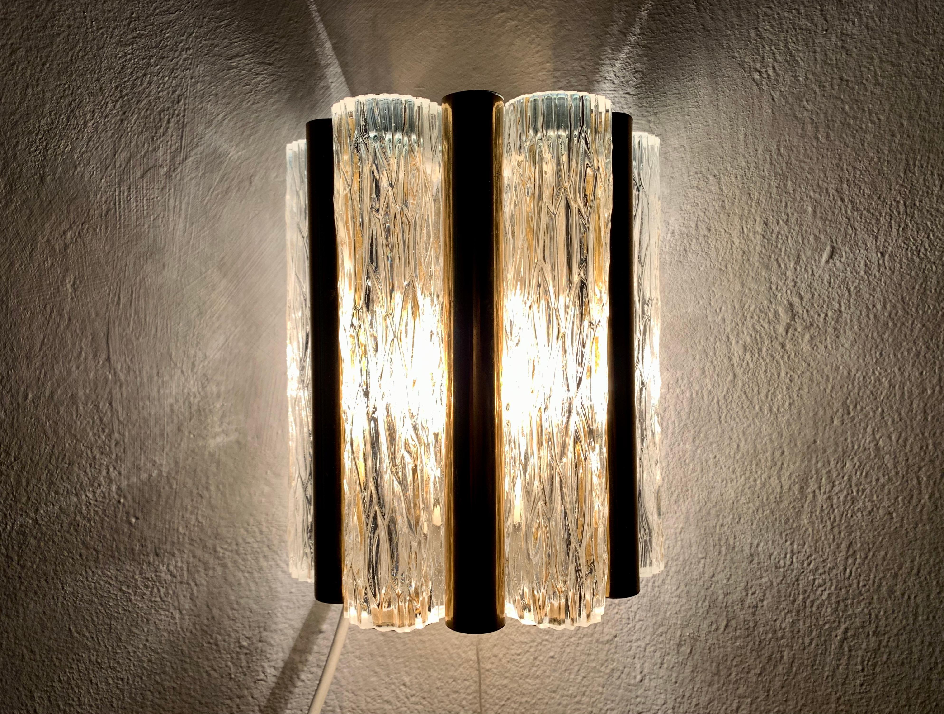 Golden Ice Glass Wall Lamp by Kaiser Leuchten For Sale 2