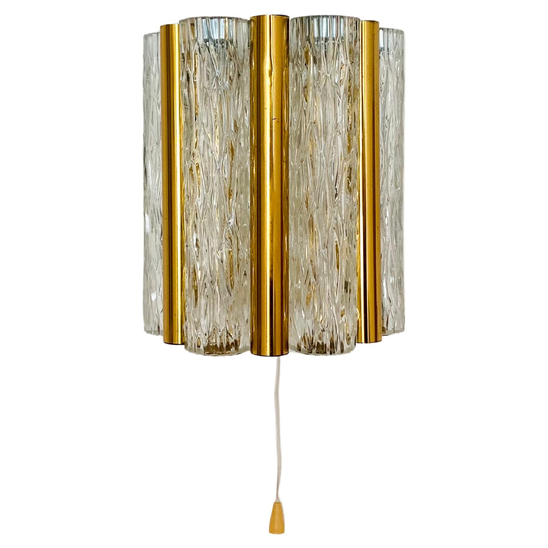 Golden Ice Glass Wall Lamp by Kaiser Leuchten For Sale