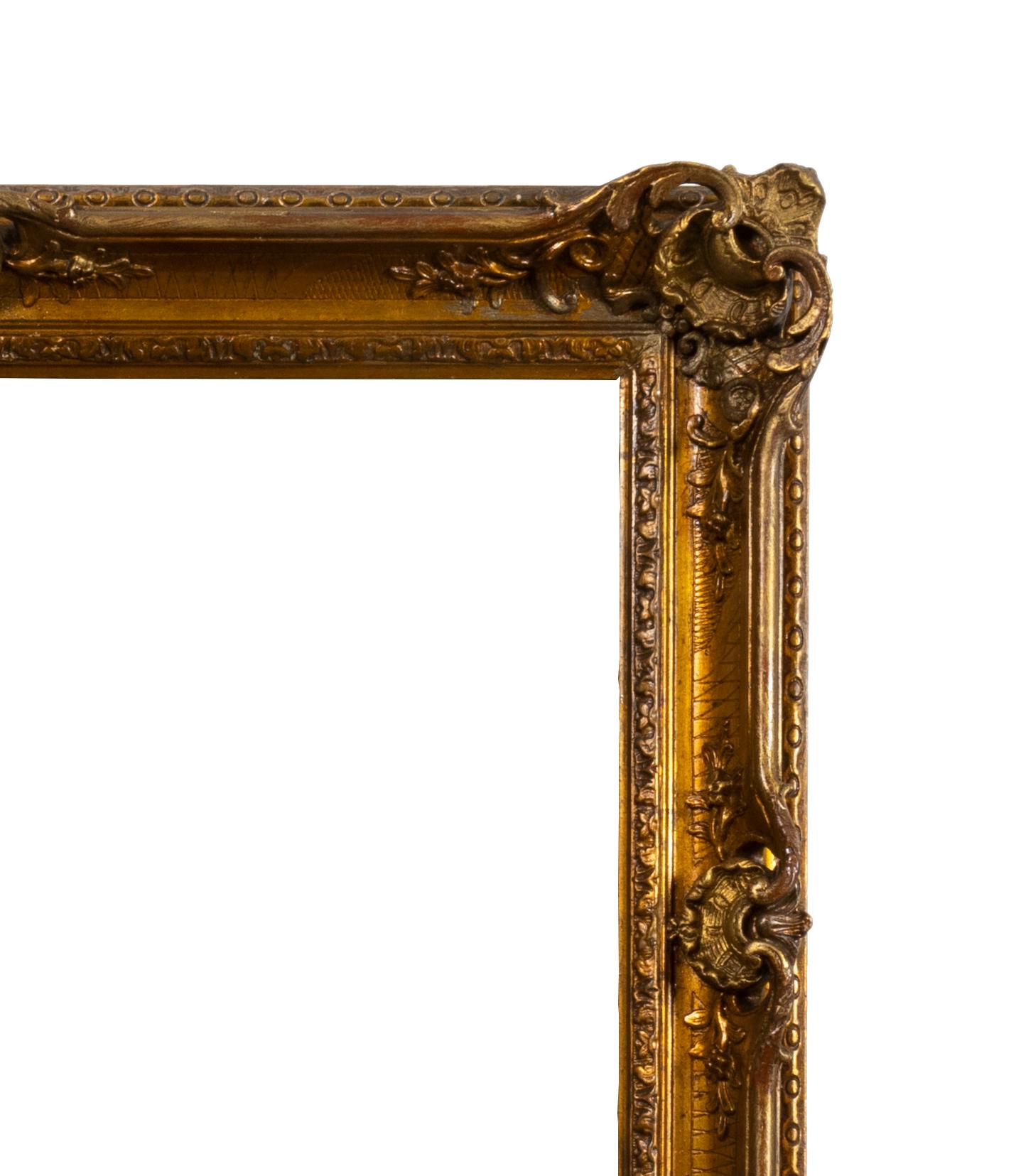 Goldener Impressionistenrahmen aus Kastanienholz, 19. (Belle Époque) im Angebot