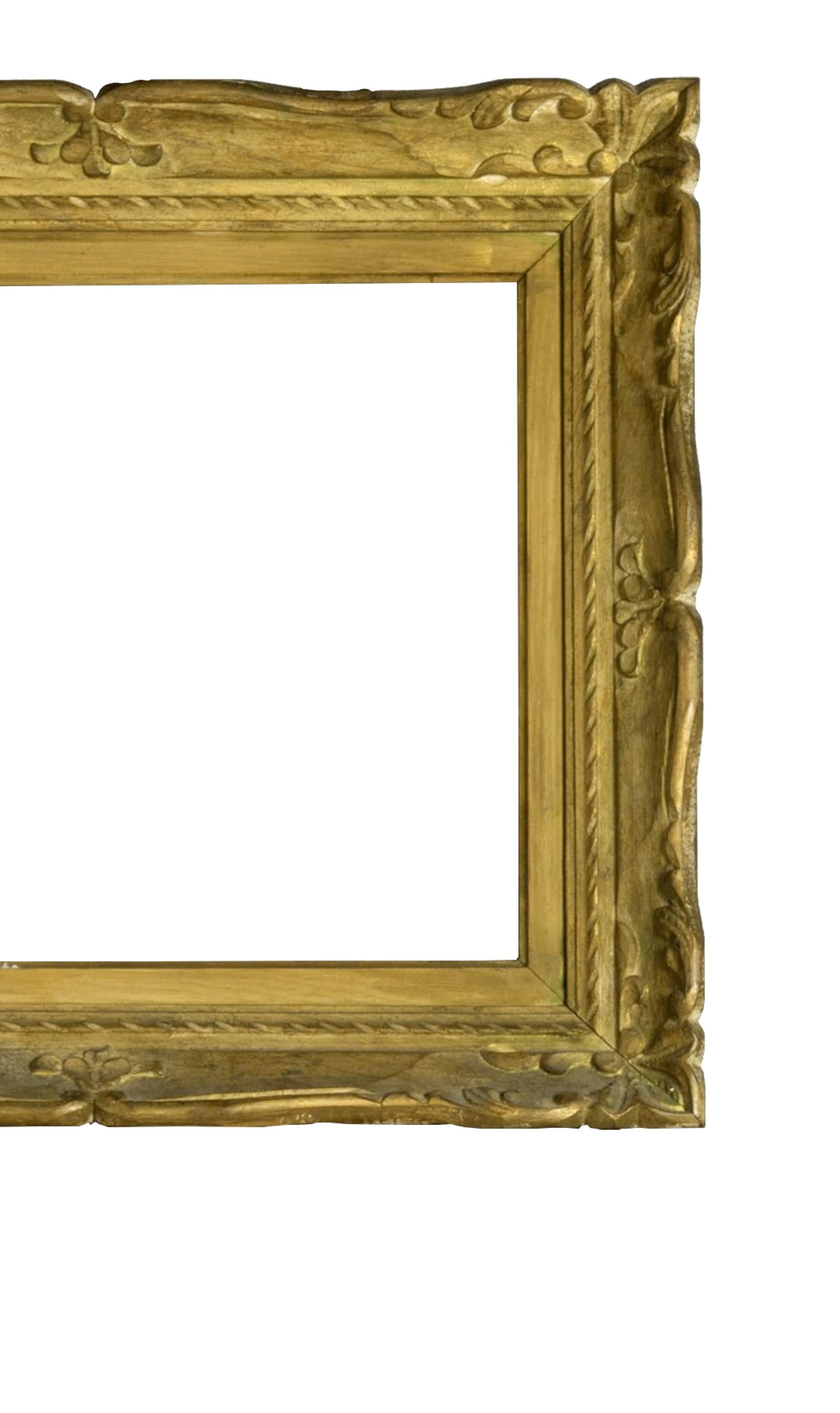 Marco dorado impresionista de castaño, principios del siglo XX 25x22in Belle Époque en venta
