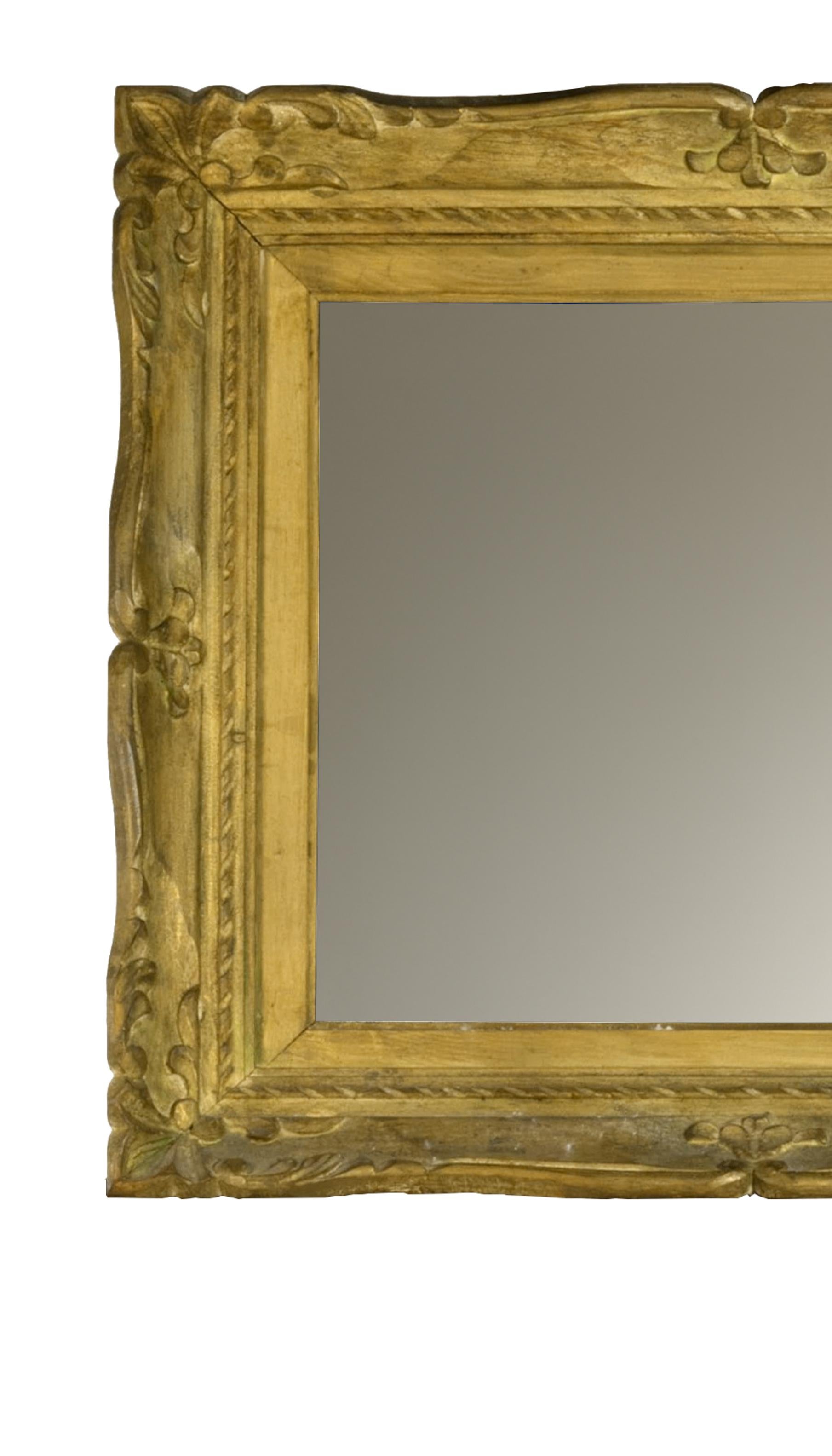 Golden Impressionist Kastanienholz Spiegel, Anfang 20. Jahrhundert 25x22in im Zustand „Relativ gut“ im Angebot in Lisbon, PT