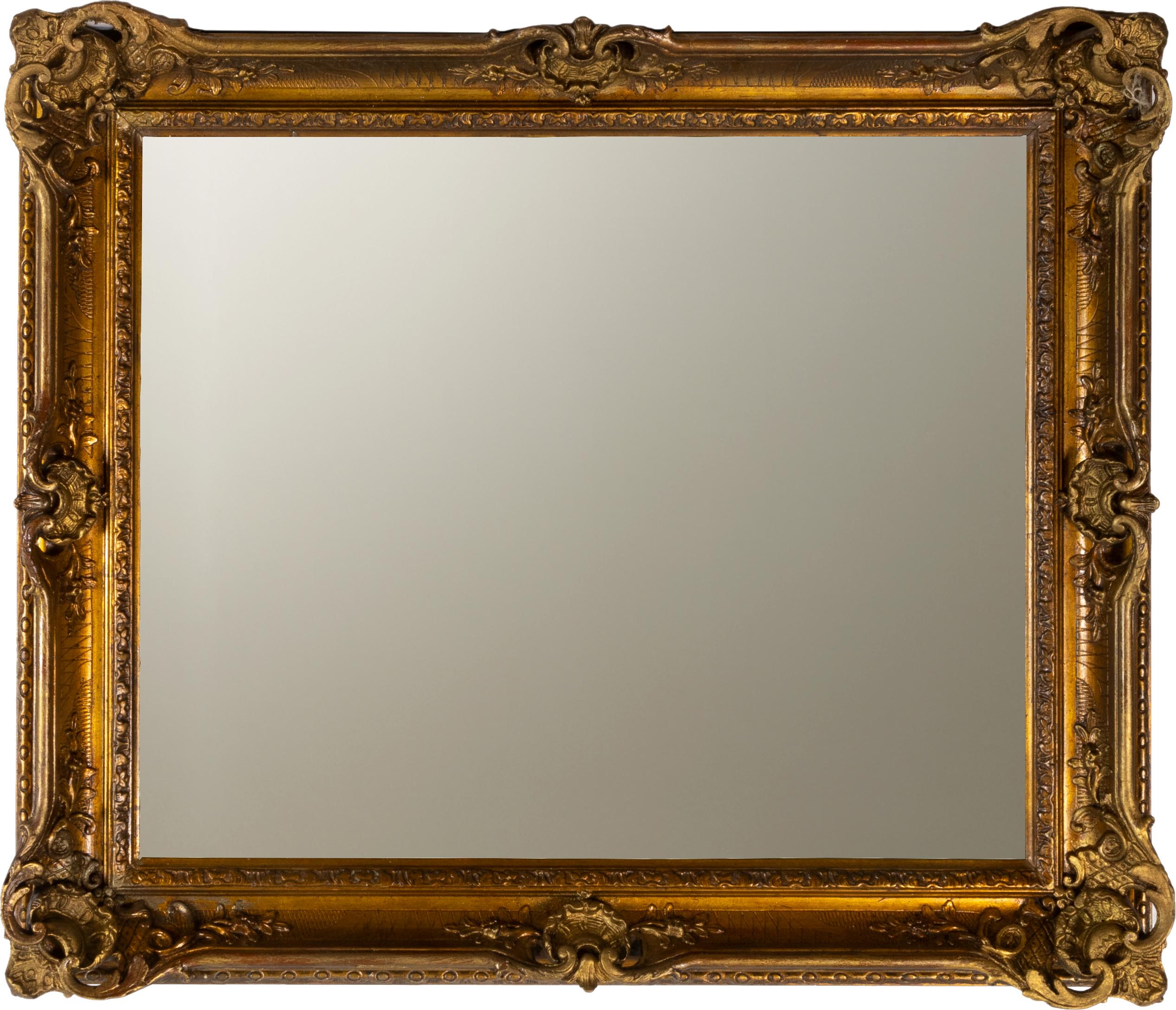 Goldener impressionistischer Spiegel aus Kastanienholz, frühes 20. (Französisch) im Angebot