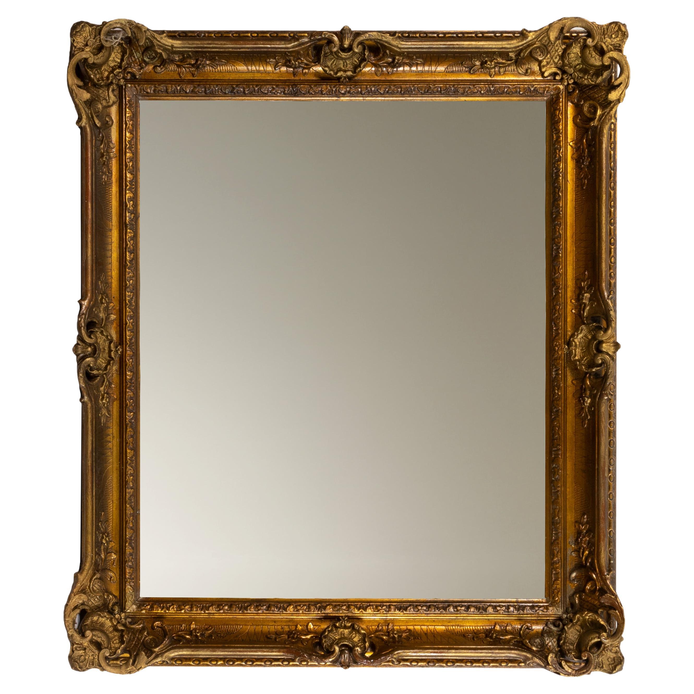 Espejo dorado impresionista de castaño, principios del siglo XX