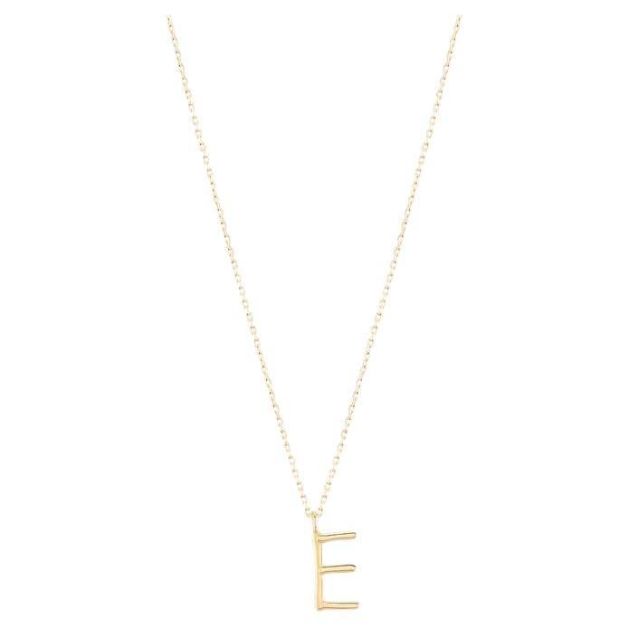 Golden Initial E Necklace For Sale