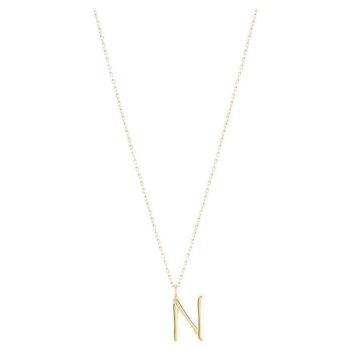 Golden Initial N Necklace For Sale